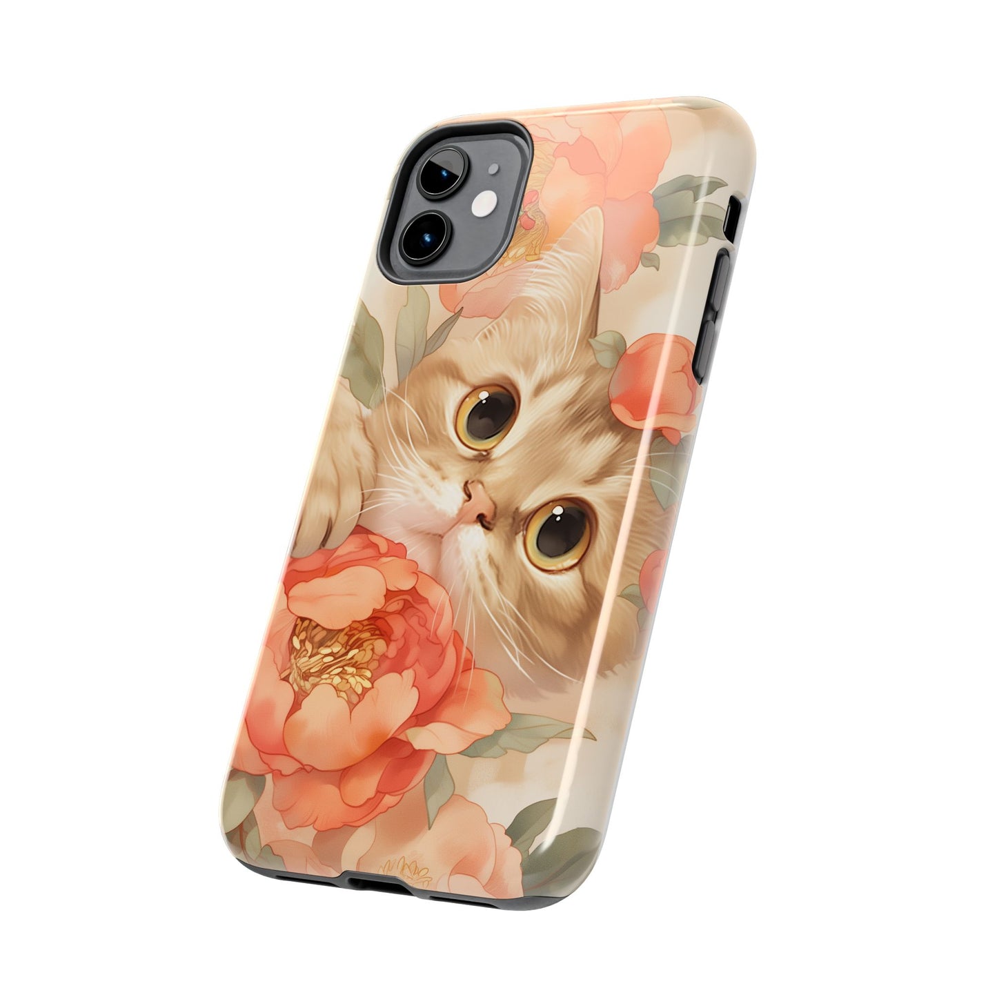 "Peony Guardian" - Floral Cat Phone Case | Tang Dynasty Elegance Meets Daily Protection