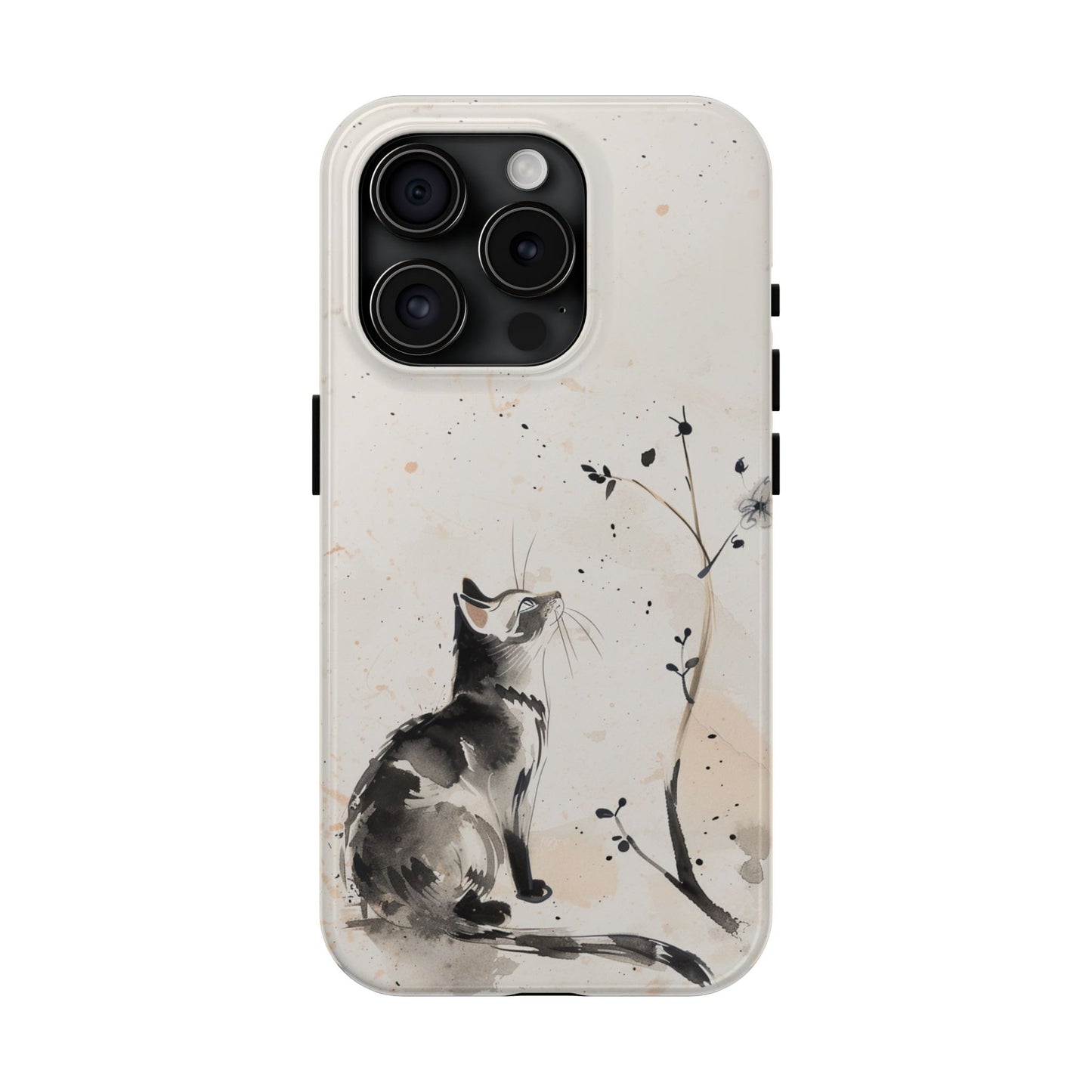Ink-Wash Cat iPhone Case | Minimalist Oriental Art Phone Cover | Zen Aesthetic Gift