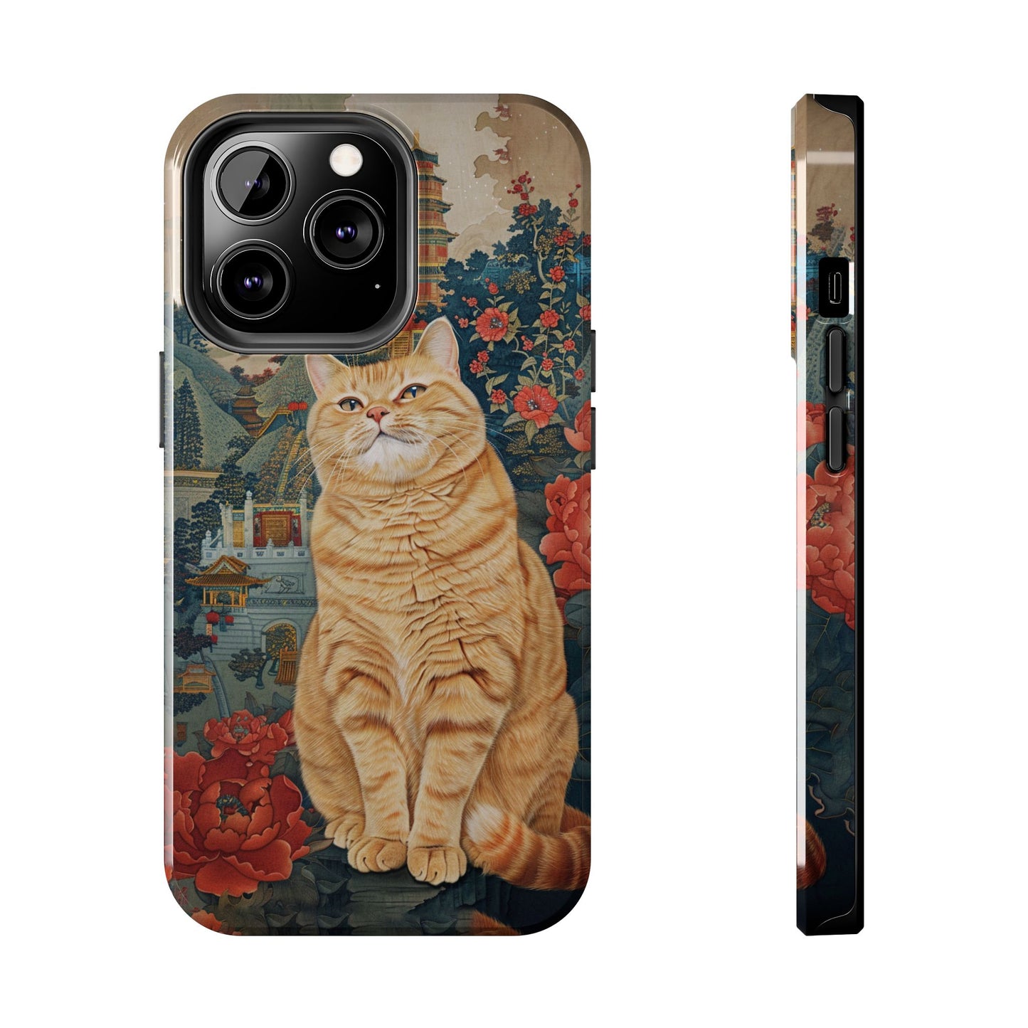 Oriental Garden Cat iPhone Case | Ancient Chinese Art Phone Cover | Clear Soft TPU Case