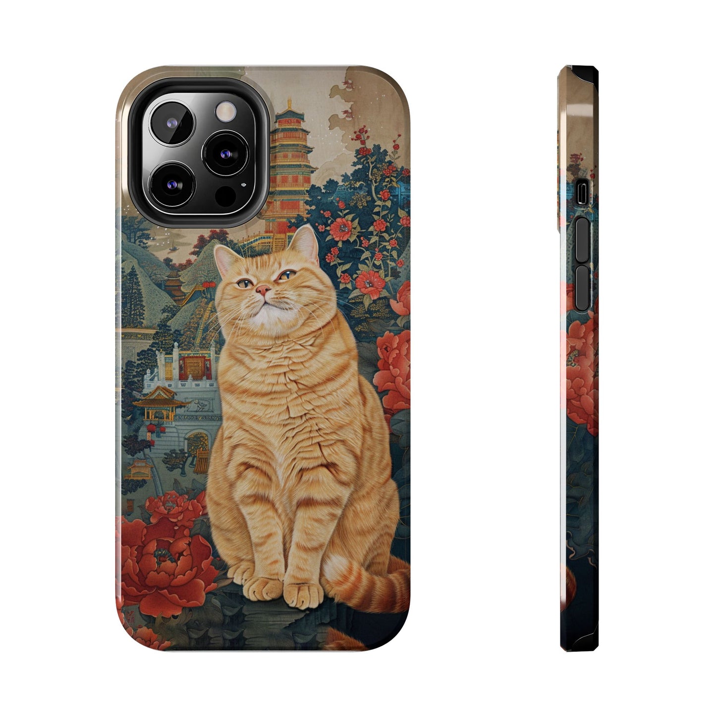 Oriental Garden Cat iPhone Case | Ancient Chinese Art Phone Cover | Clear Soft TPU Case