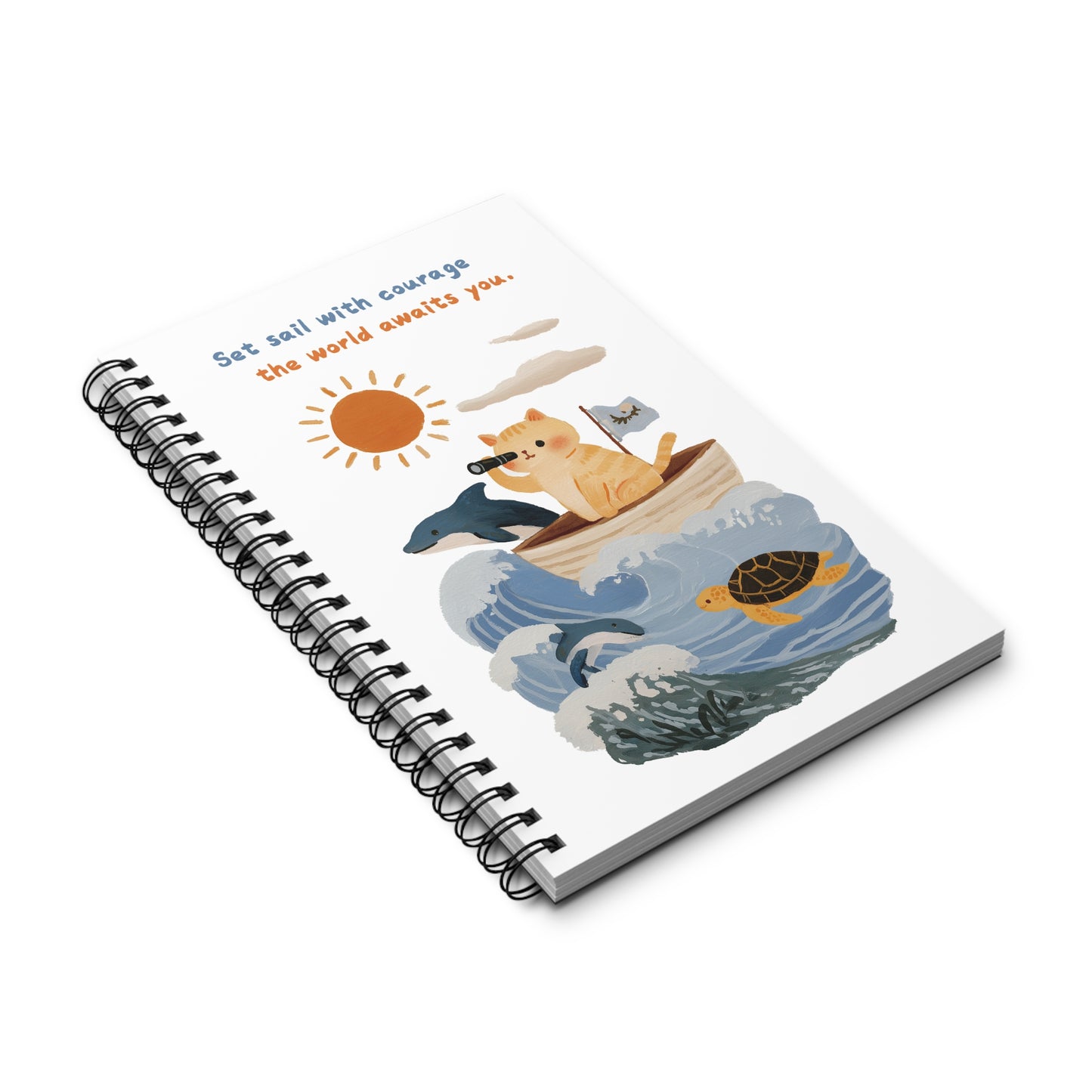 Courageous Cat Spiral Journal - Inspirational Notebook for Dreamers