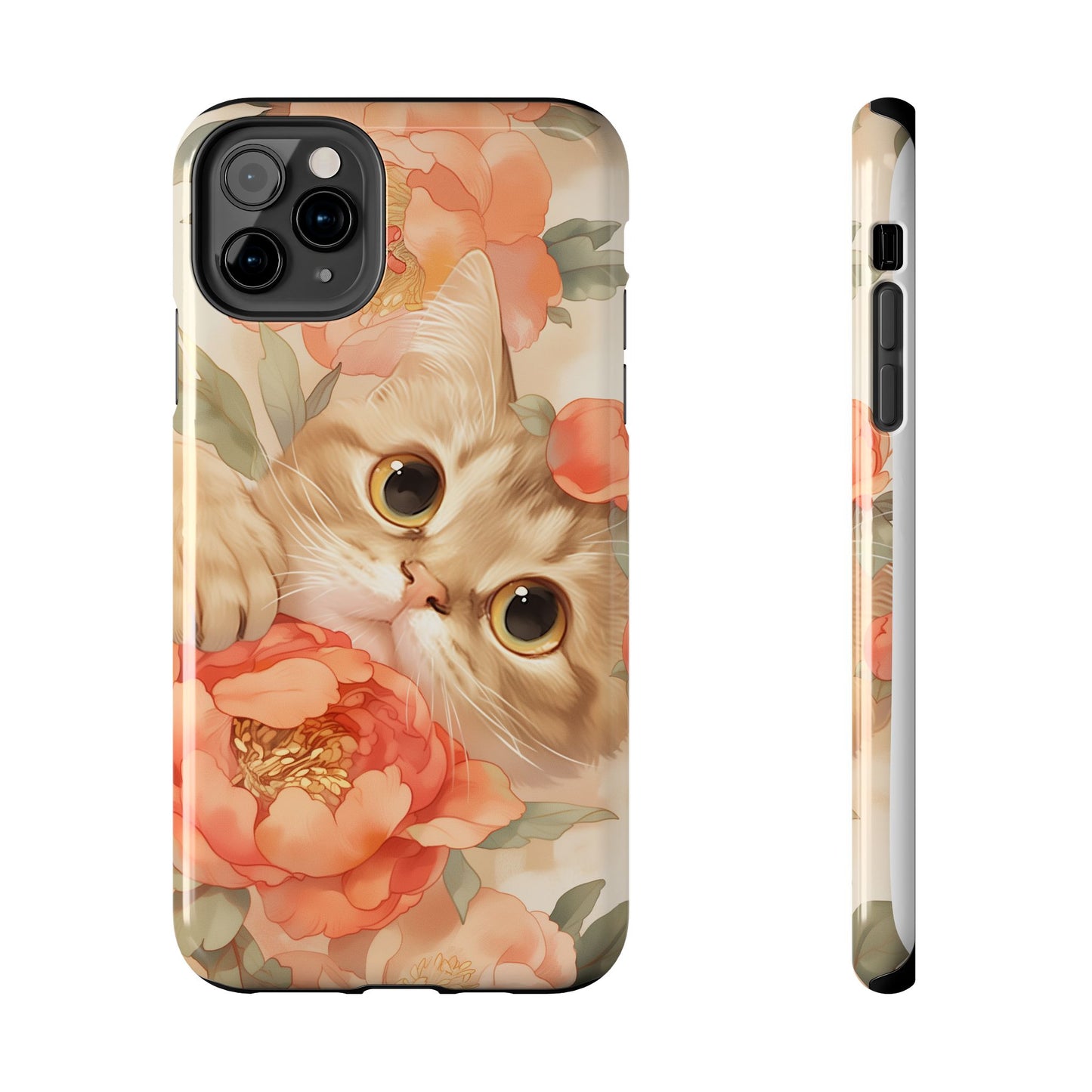 "Peony Guardian" - Floral Cat Phone Case | Tang Dynasty Elegance Meets Daily Protection