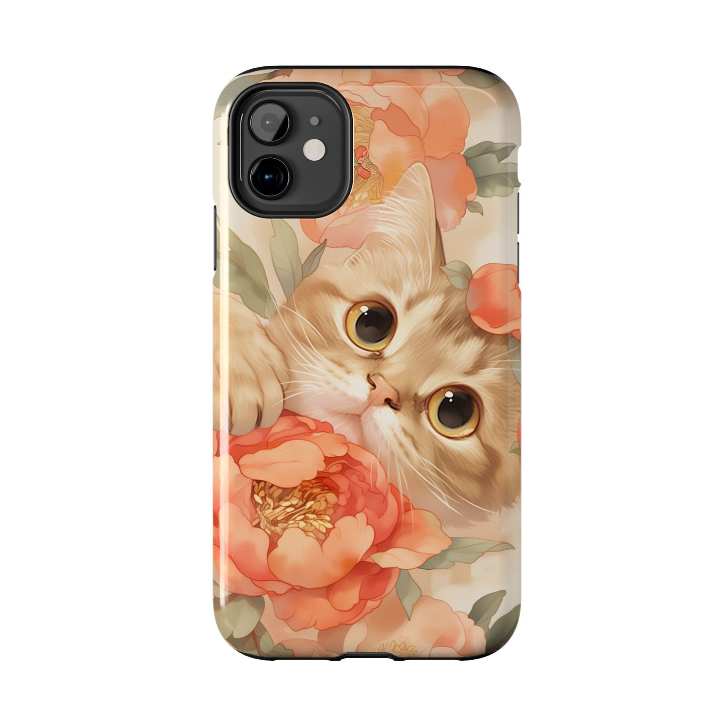 "Peony Guardian" - Floral Cat Phone Case | Tang Dynasty Elegance Meets Daily Protection