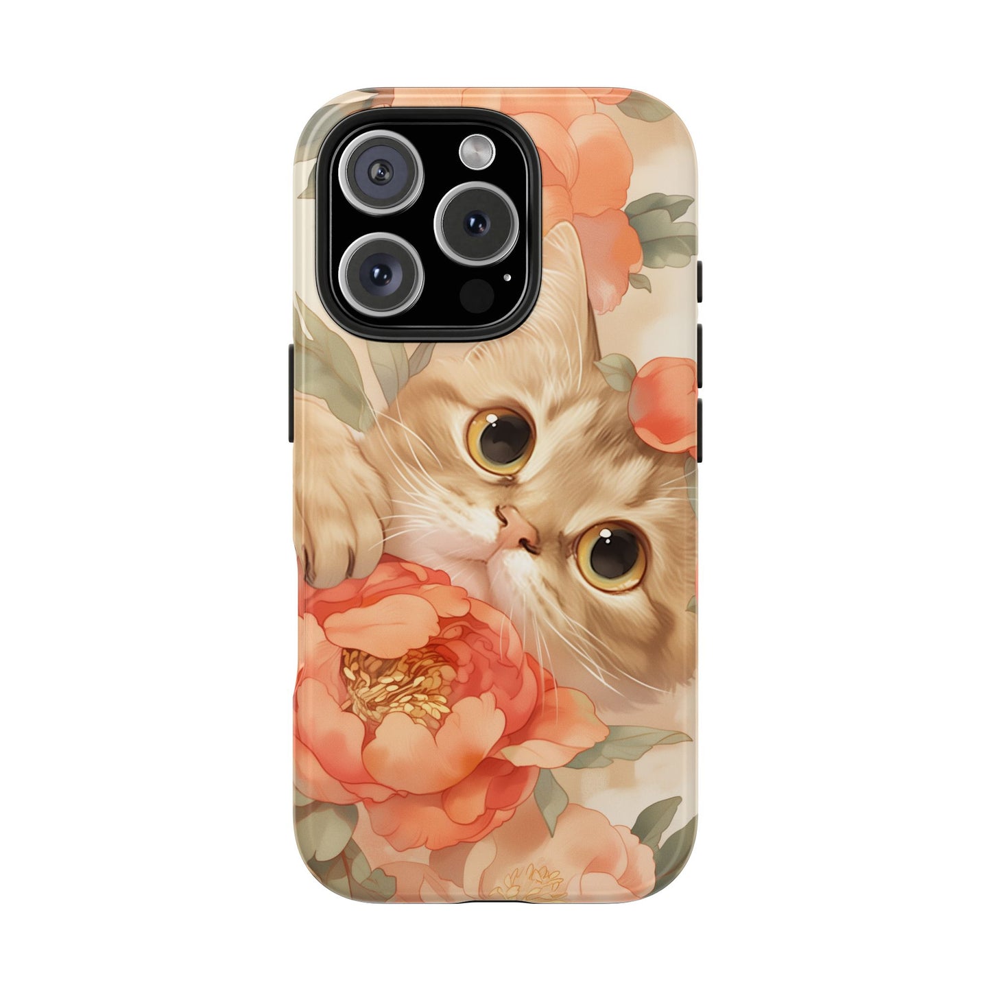 "Peony Guardian" - Floral Cat Phone Case | Tang Dynasty Elegance Meets Daily Protection