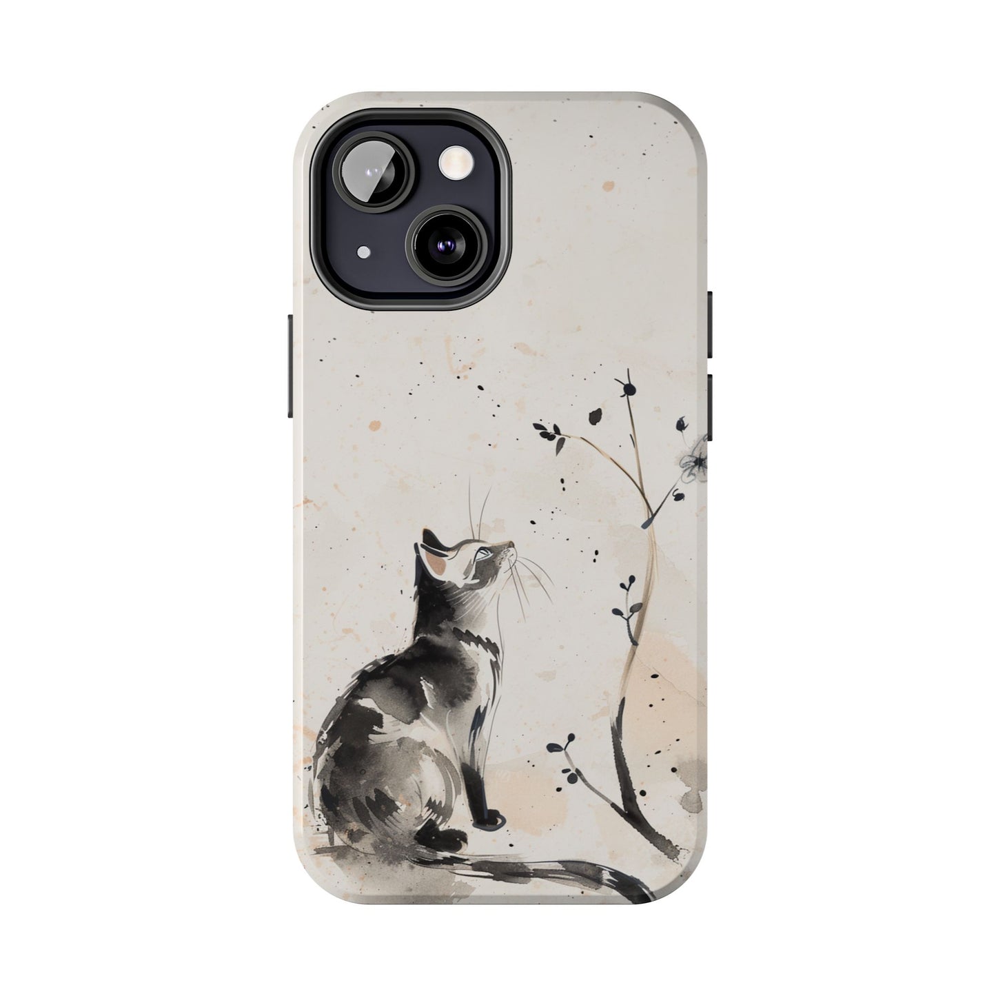 Ink-Wash Cat iPhone Case | Minimalist Oriental Art Phone Cover | Zen Aesthetic Gift