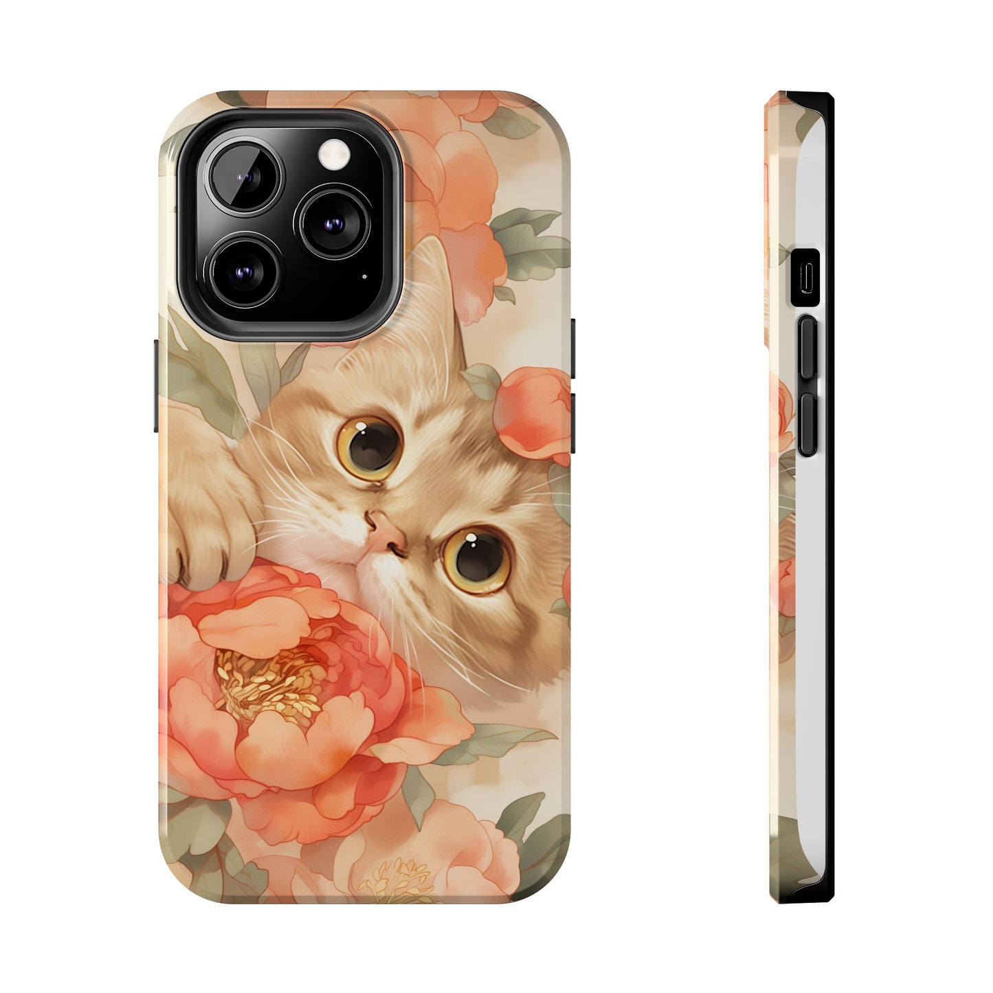 "Peony Guardian" - Floral Cat Phone Case | Tang Dynasty Elegance Meets Daily Protection