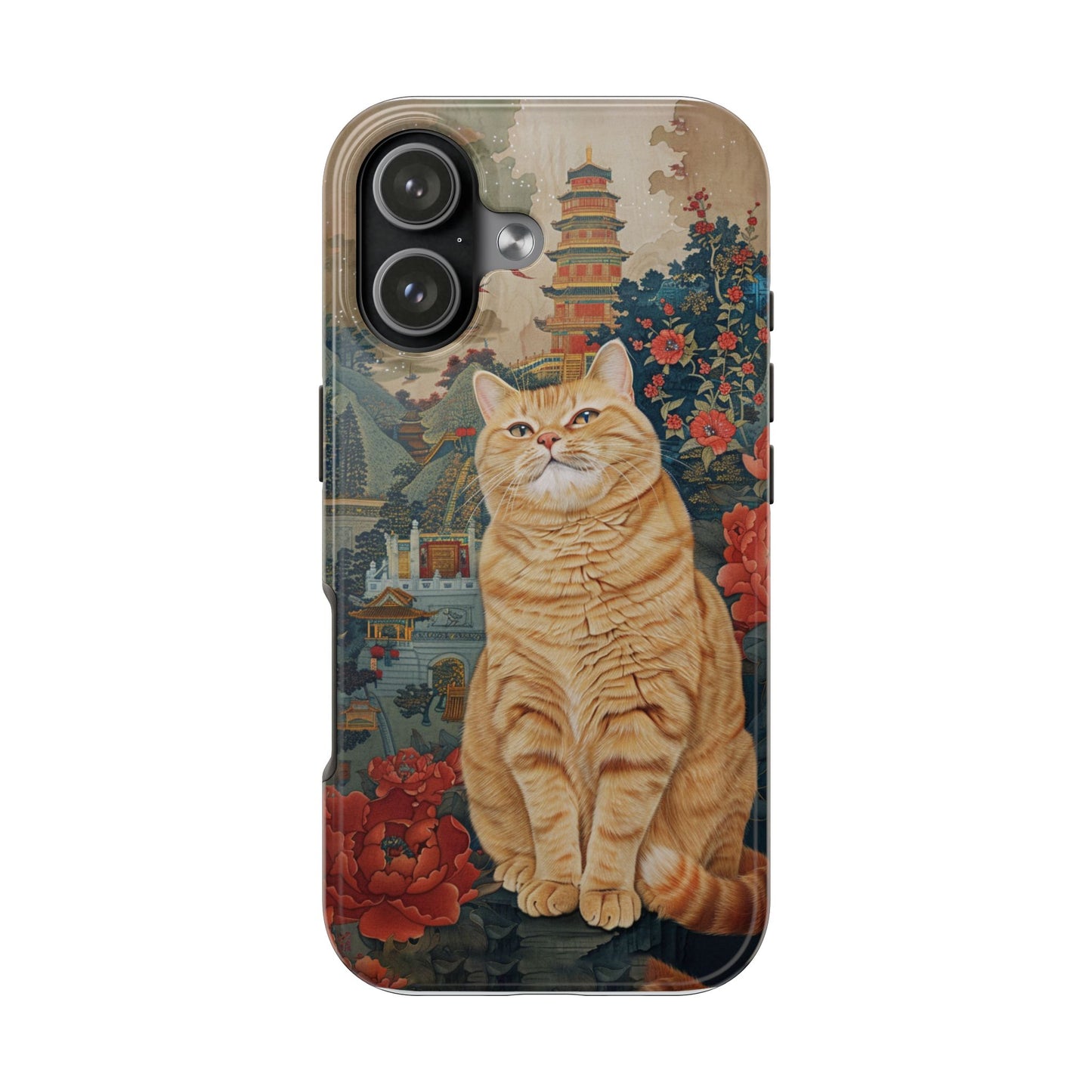 Oriental Garden Cat iPhone Case | Ancient Chinese Art Phone Cover | Clear Soft TPU Case