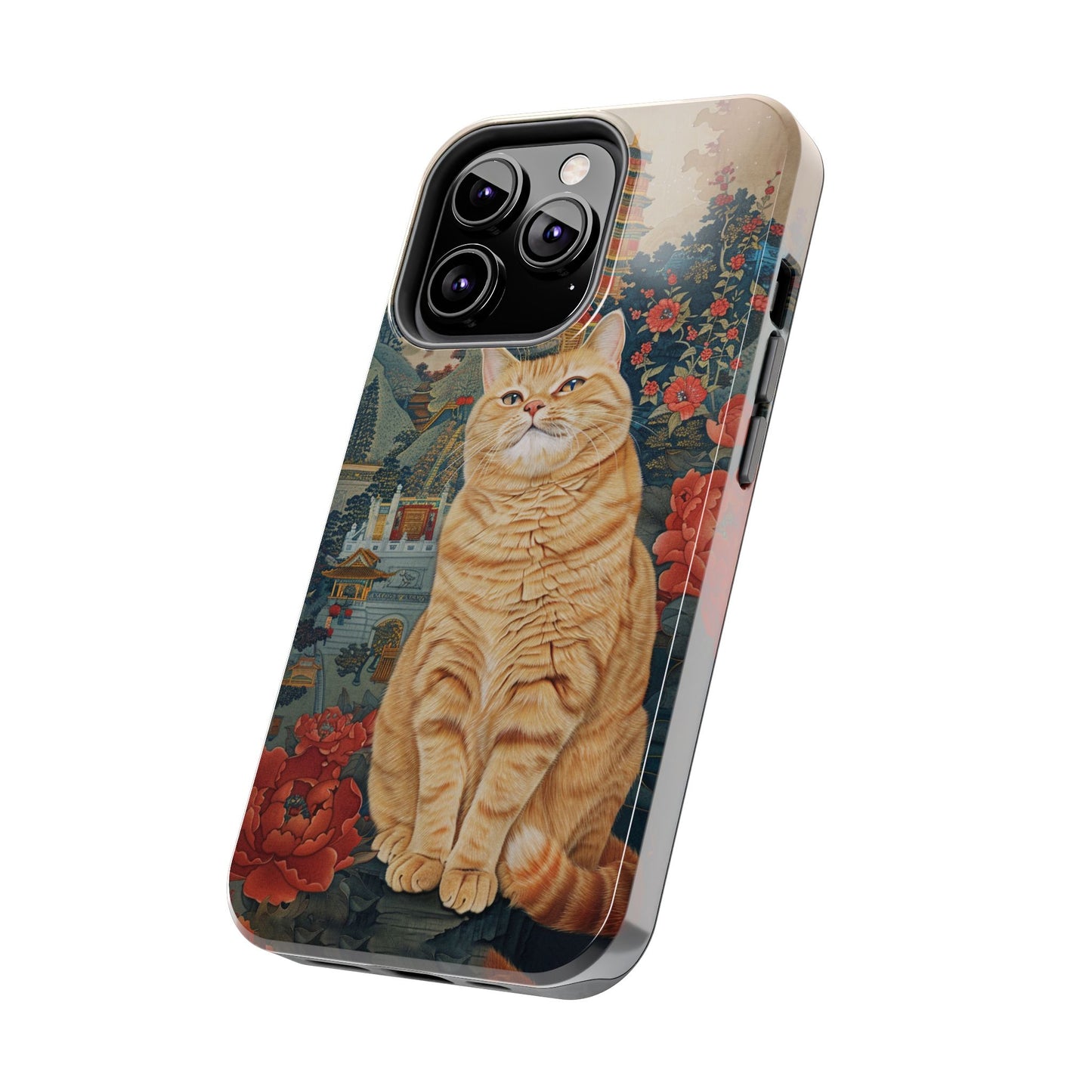 Oriental Garden Cat iPhone Case | Ancient Chinese Art Phone Cover | Clear Soft TPU Case