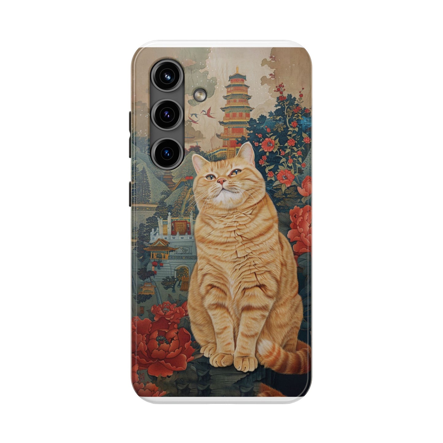 Oriental Garden Cat iPhone Case | Ancient Chinese Art Phone Cover | Clear Soft TPU Case
