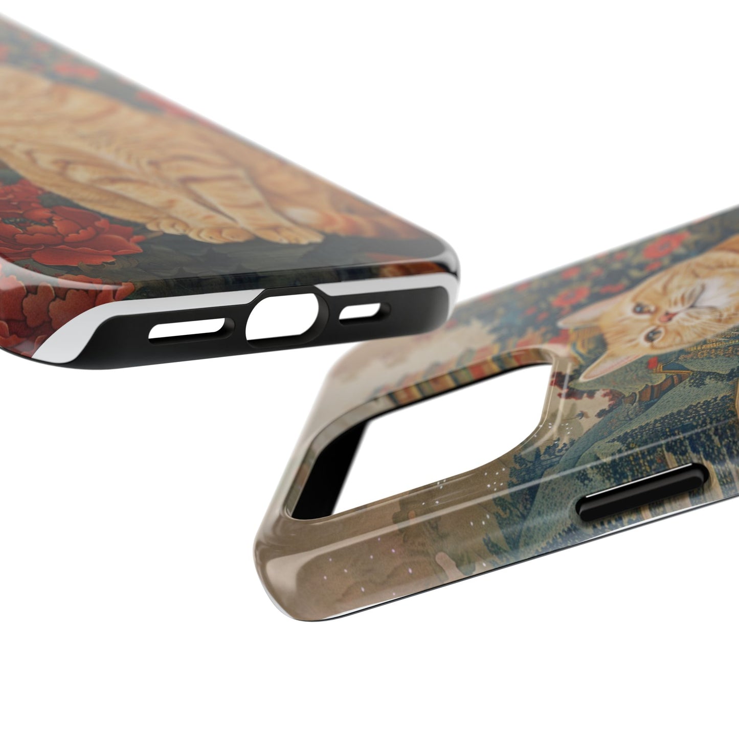 Oriental Garden Cat iPhone Case | Ancient Chinese Art Phone Cover | Clear Soft TPU Case