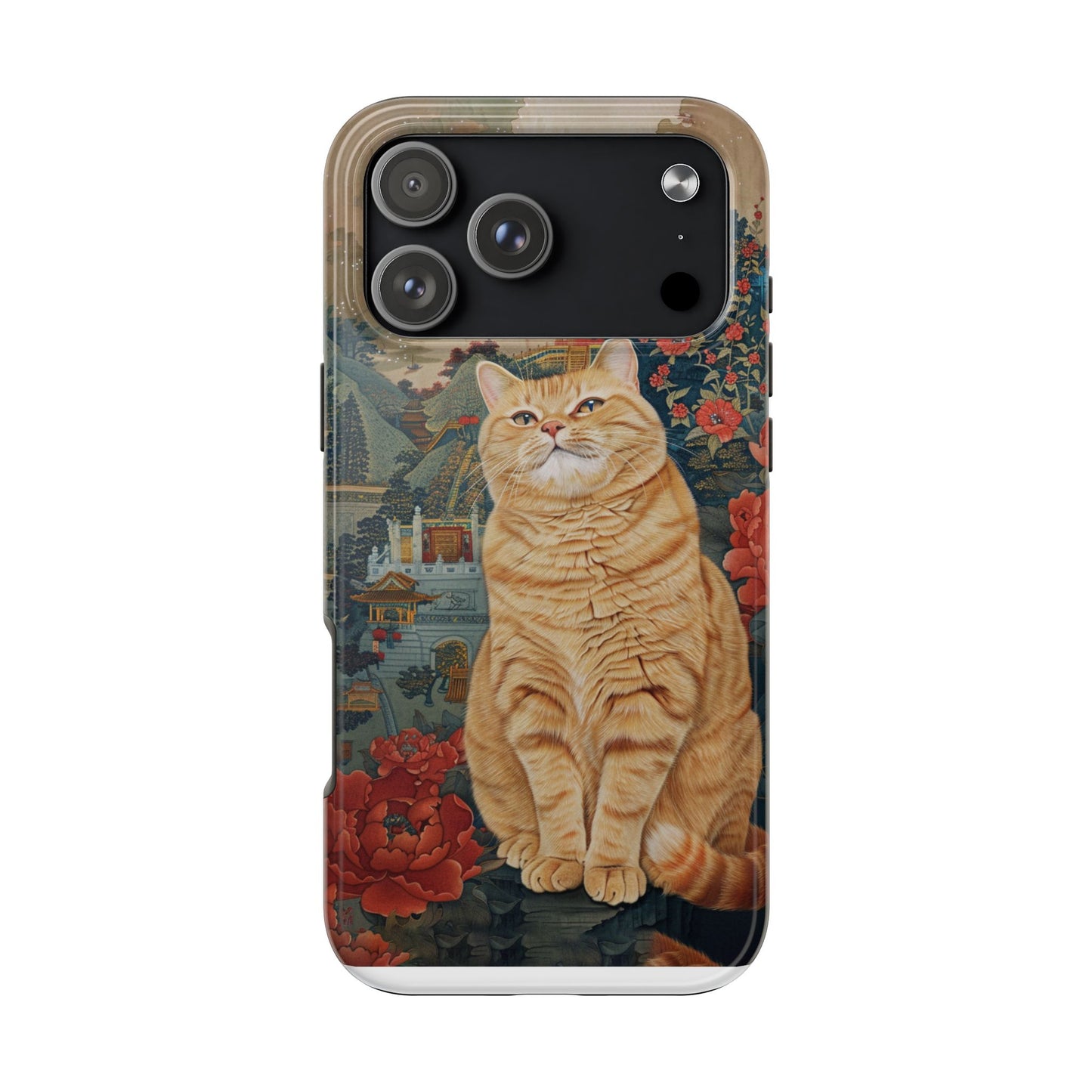 Oriental Garden Cat iPhone Case | Ancient Chinese Art Phone Cover | Clear Soft TPU Case