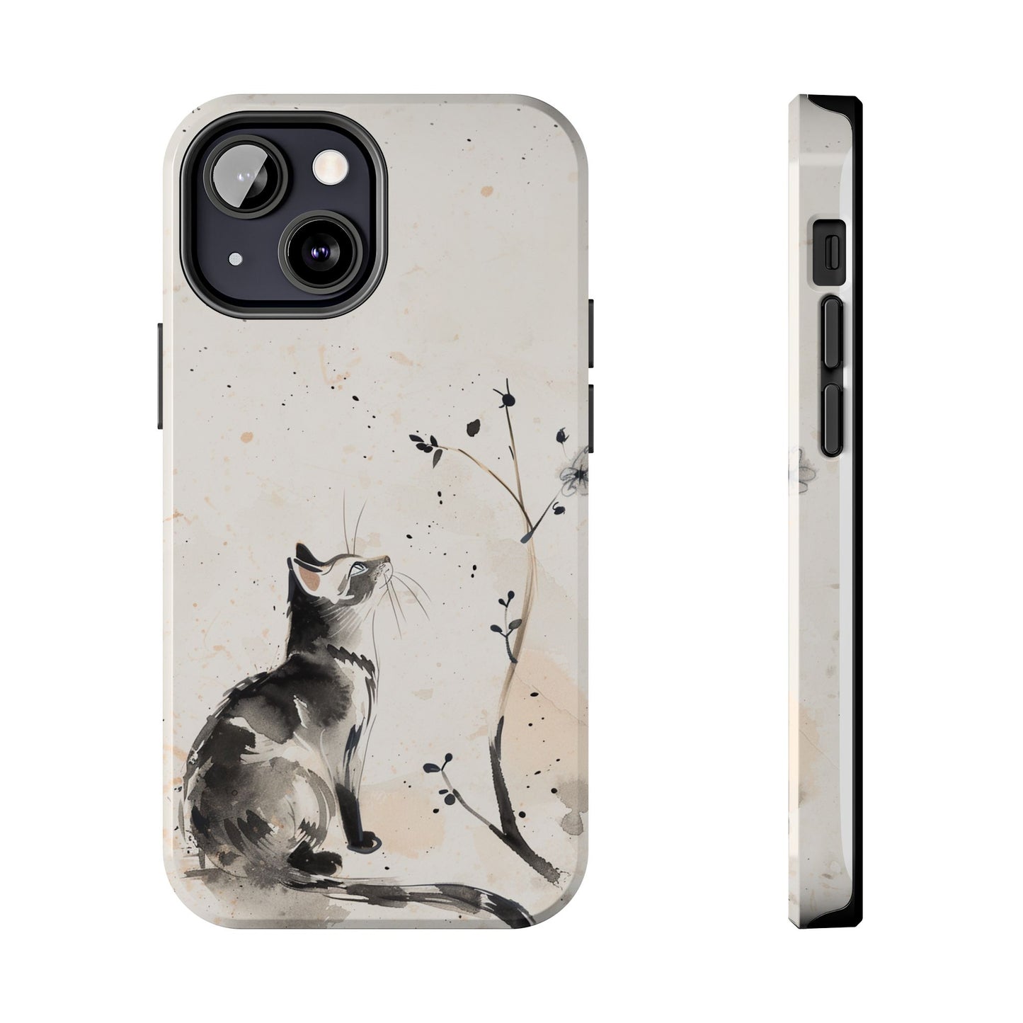 Ink-Wash Cat iPhone Case | Minimalist Oriental Art Phone Cover | Zen Aesthetic Gift