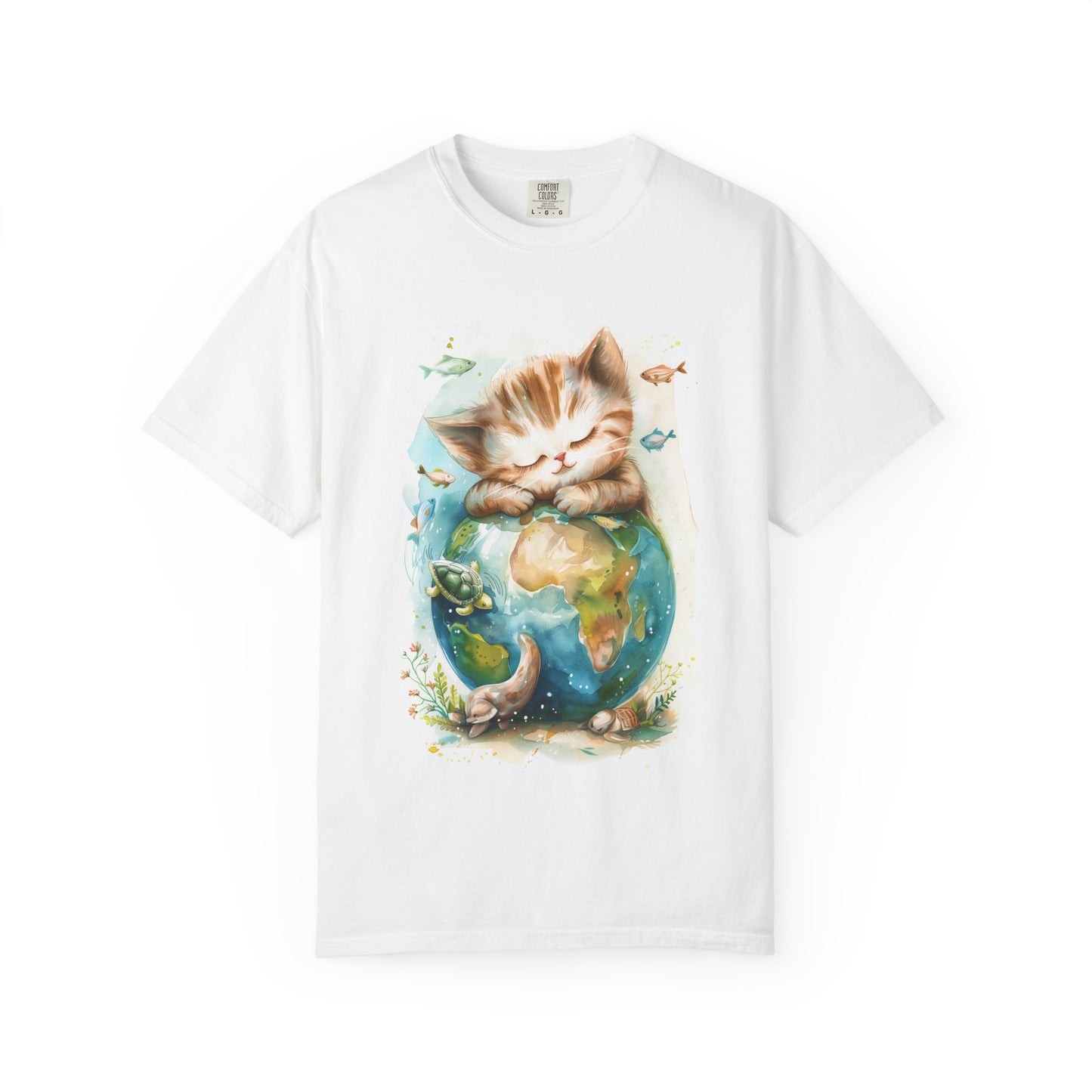 Cute Cat World Unisex Tee - Eco-Friendly Garment-Dyed T-Shirt