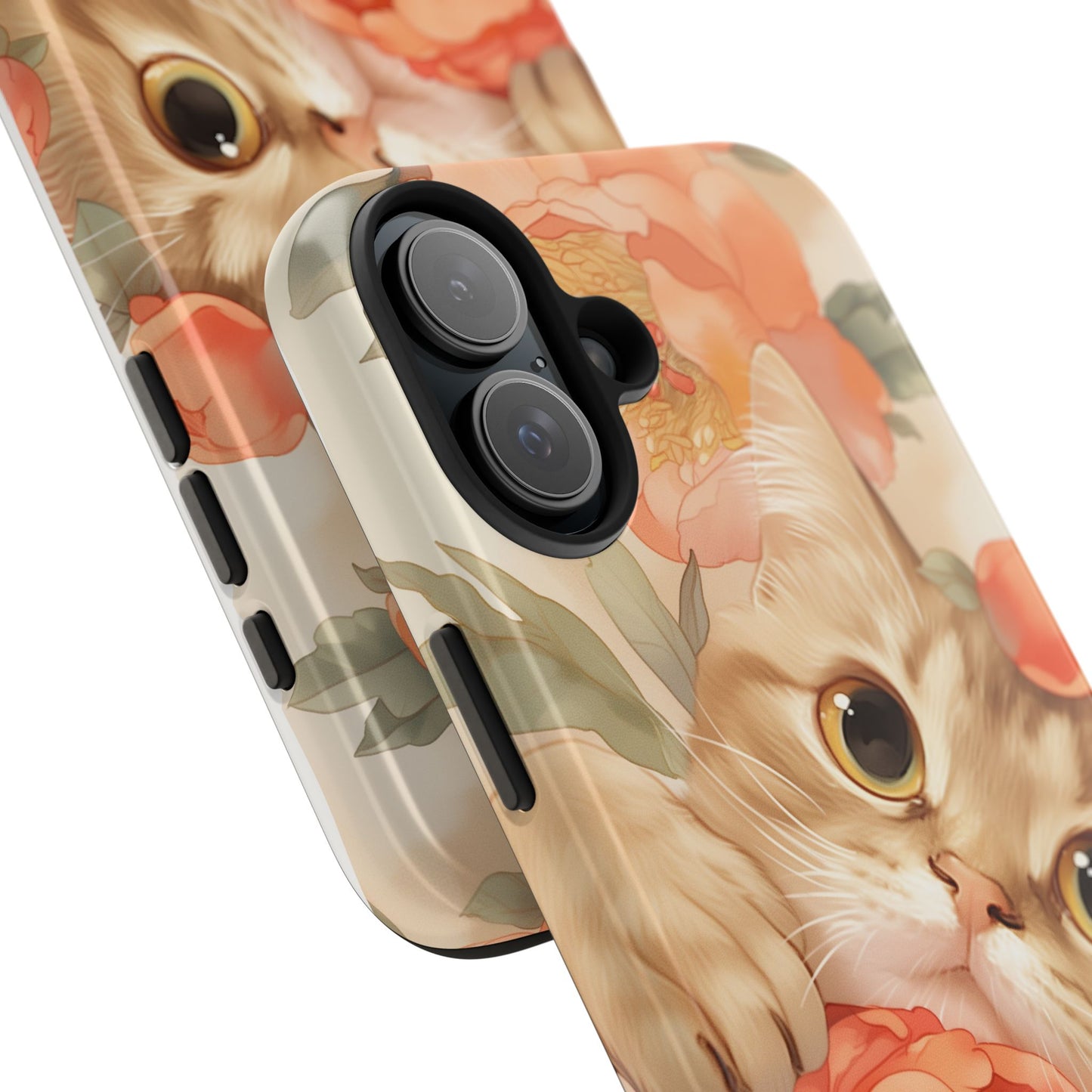 "Peony Guardian" - Floral Cat Phone Case | Tang Dynasty Elegance Meets Daily Protection
