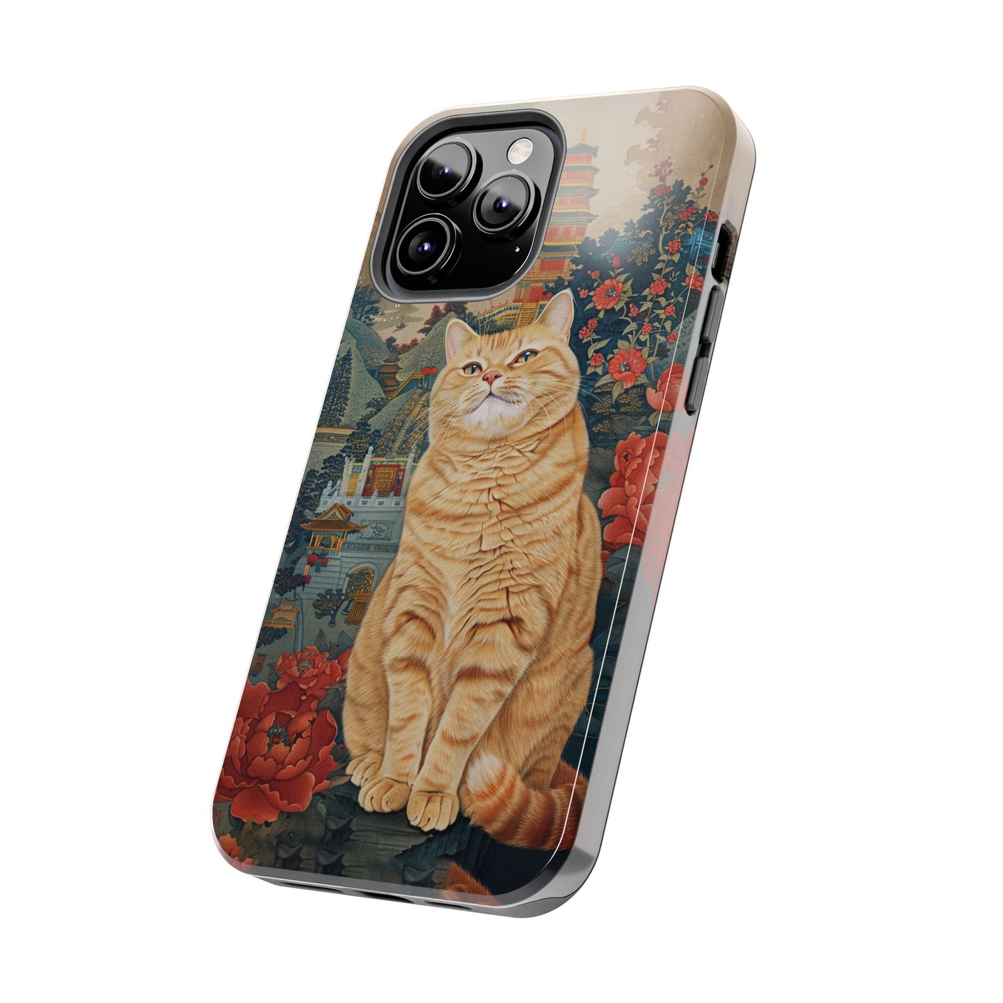 Oriental Garden Cat iPhone Case | Ancient Chinese Art Phone Cover | Clear Soft TPU Case