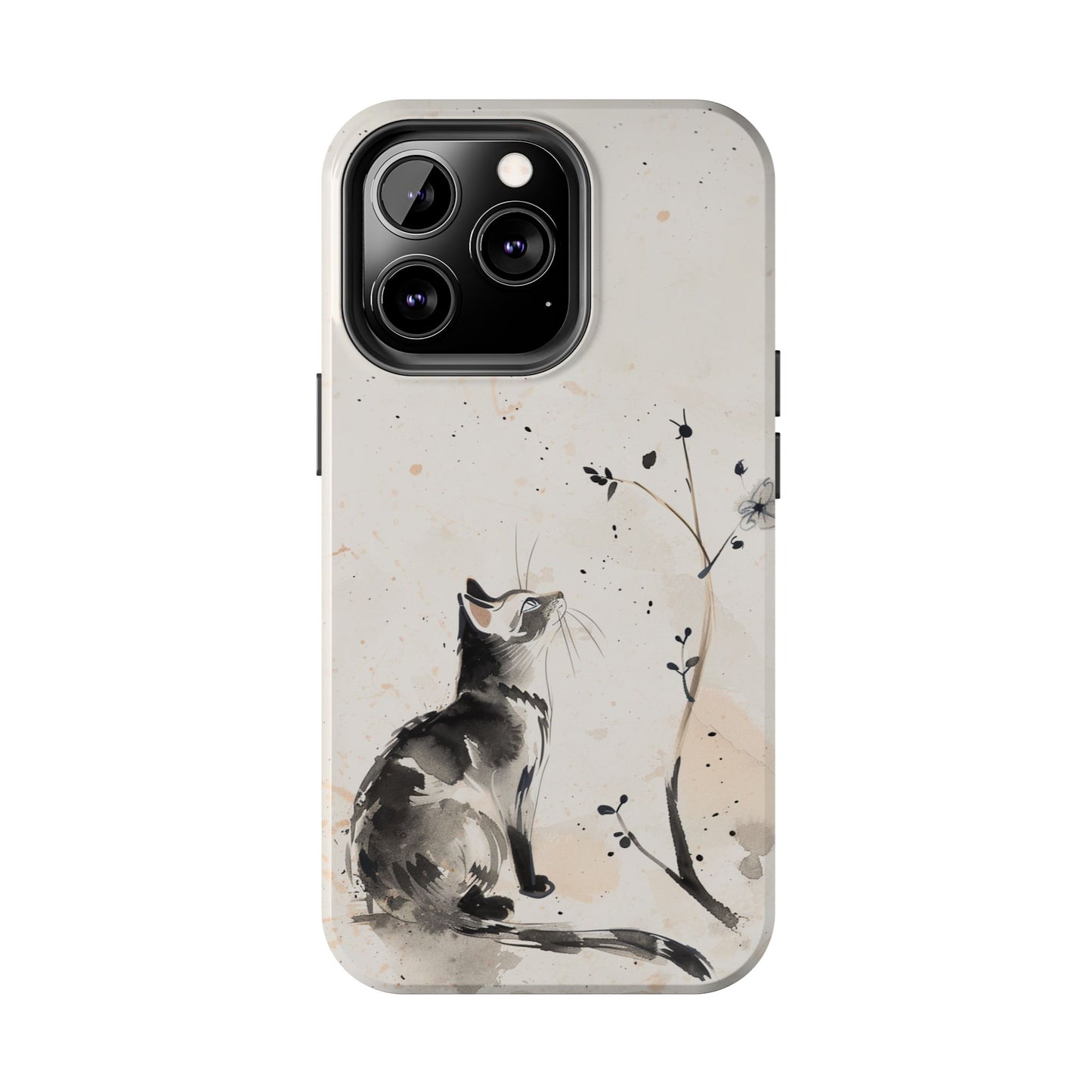 Ink-Wash Cat iPhone Case | Minimalist Oriental Art Phone Cover | Zen Aesthetic Gift