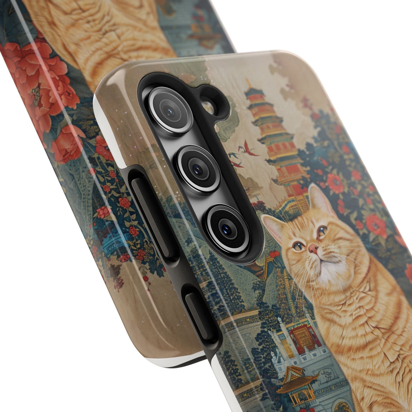 Oriental Garden Cat iPhone Case | Ancient Chinese Art Phone Cover | Clear Soft TPU Case