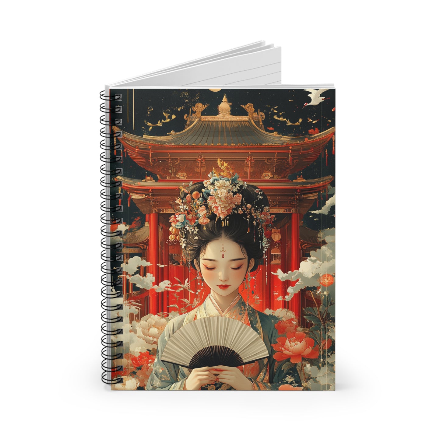 Elegant Oriental Spiral Notebook - Ruled Line with Artful Design