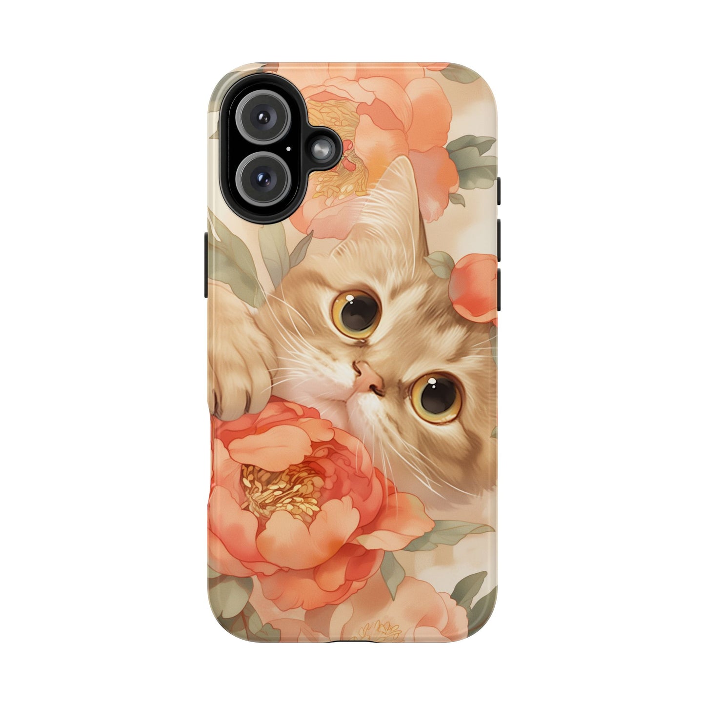 "Peony Guardian" - Floral Cat Phone Case | Tang Dynasty Elegance Meets Daily Protection