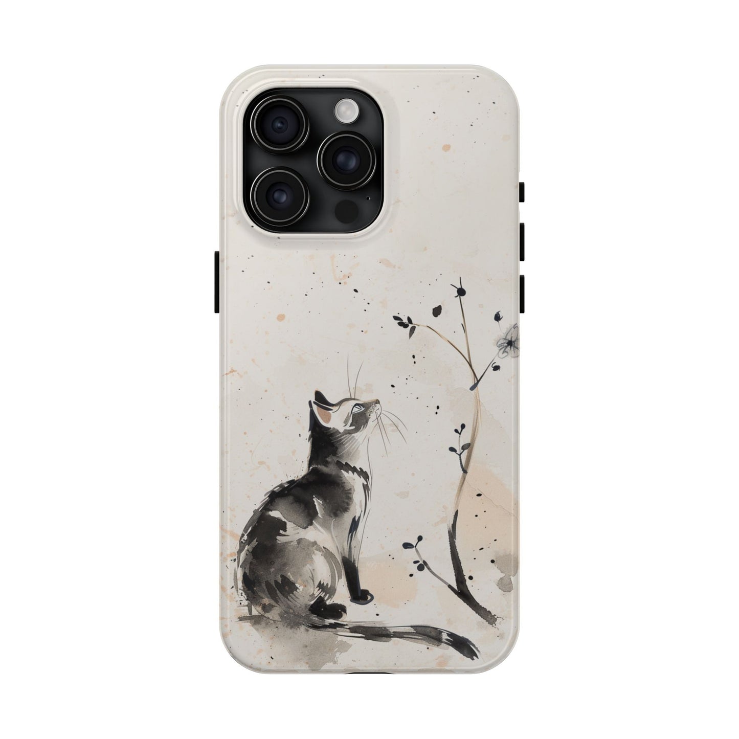 Ink-Wash Cat iPhone Case | Minimalist Oriental Art Phone Cover | Zen Aesthetic Gift