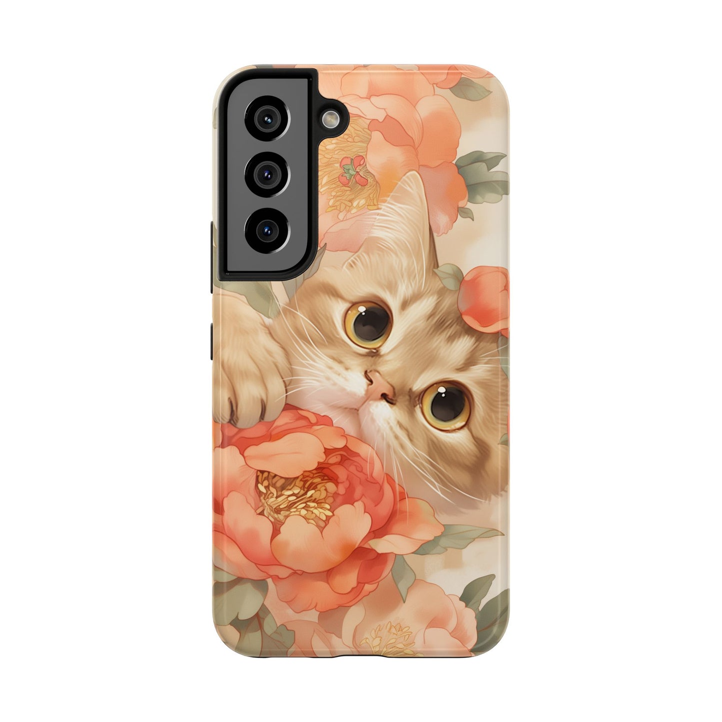 "Peony Guardian" - Floral Cat Phone Case | Tang Dynasty Elegance Meets Daily Protection