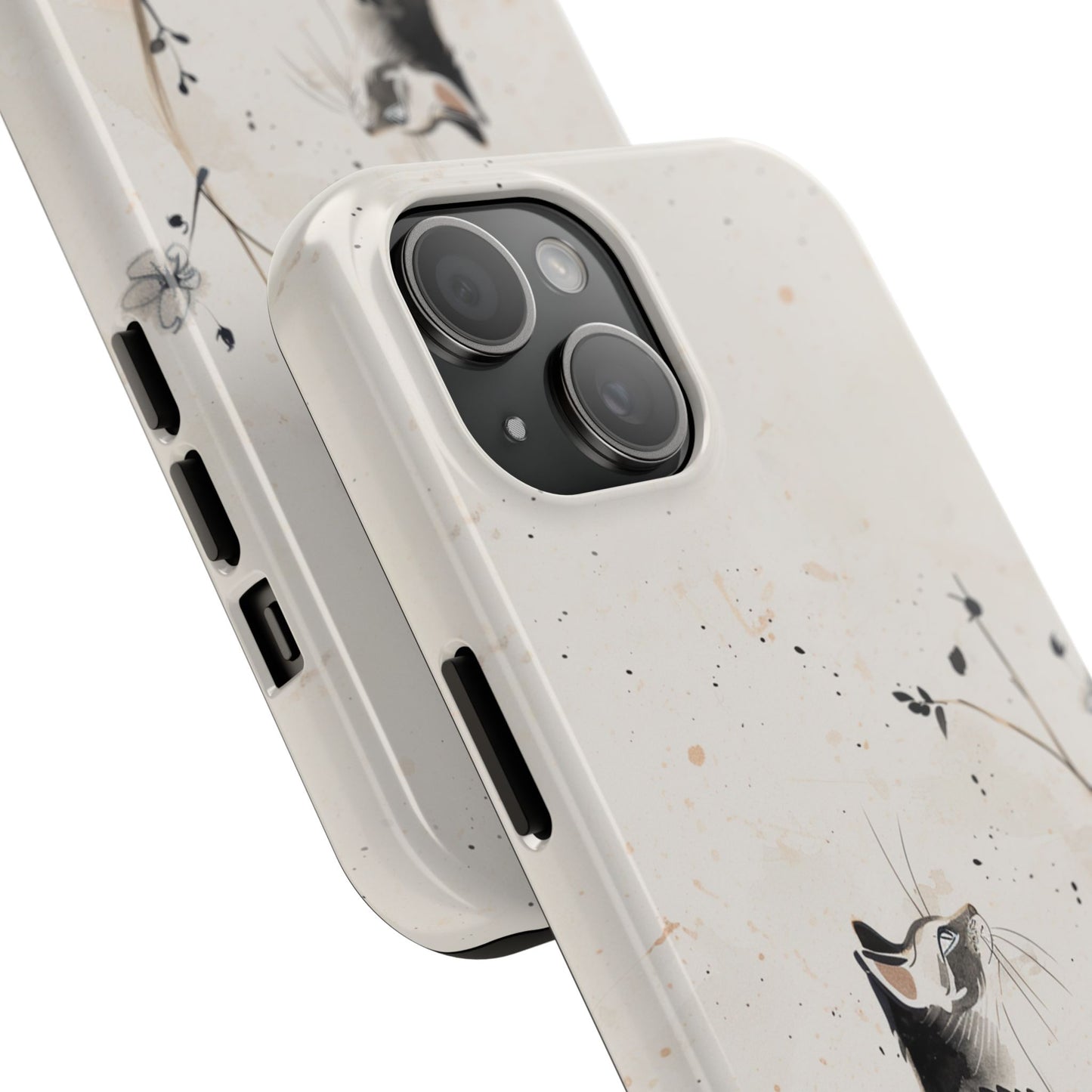 Ink-Wash Cat iPhone Case | Minimalist Oriental Art Phone Cover | Zen Aesthetic Gift