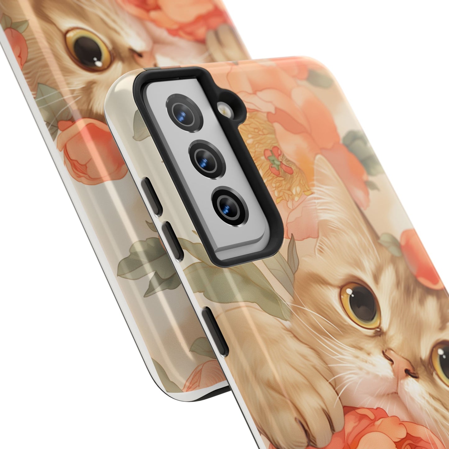 "Peony Guardian" - Floral Cat Phone Case | Tang Dynasty Elegance Meets Daily Protection