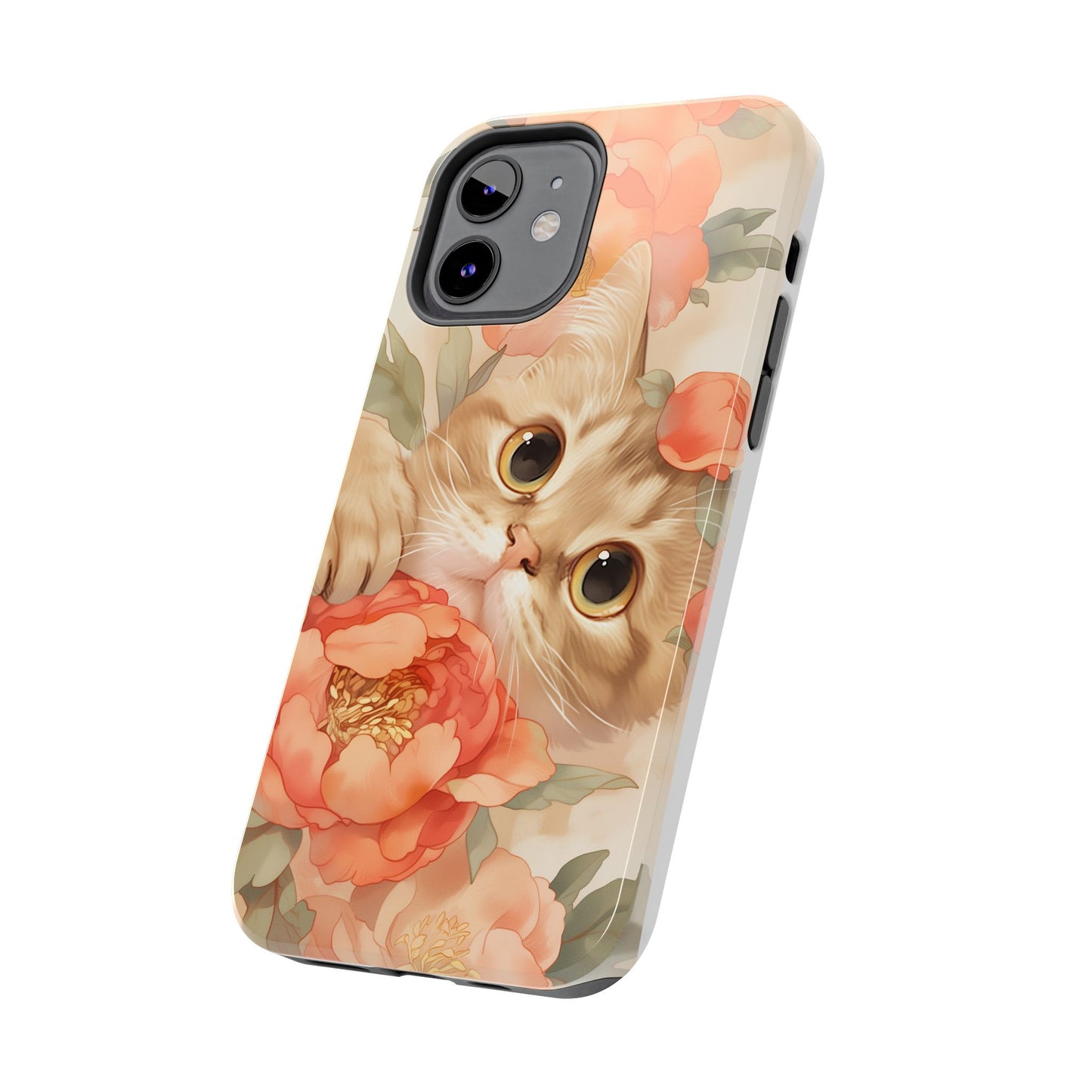 "Peony Guardian" - Floral Cat Phone Case | Tang Dynasty Elegance Meets Daily Protection