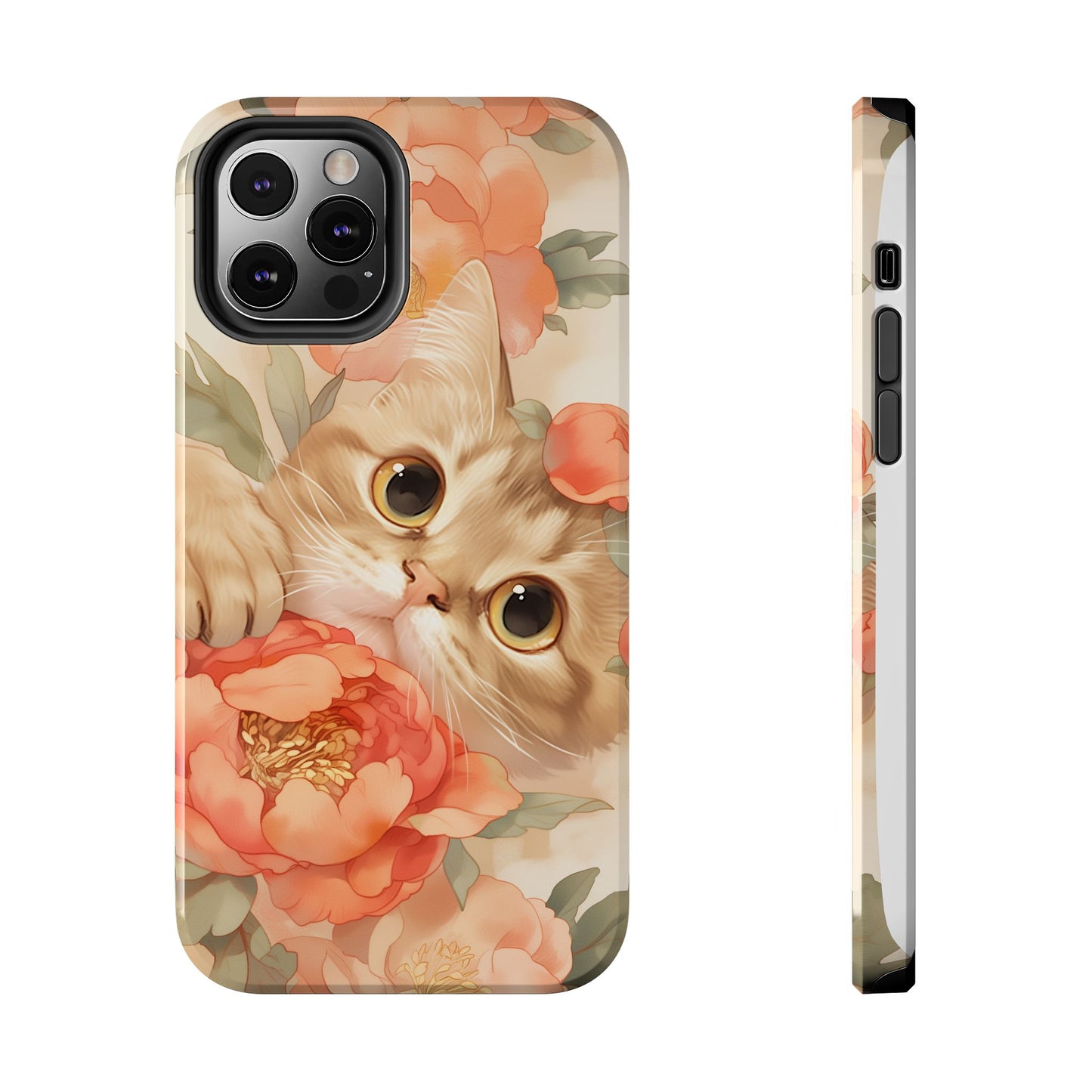 "Peony Guardian" - Floral Cat Phone Case | Tang Dynasty Elegance Meets Daily Protection
