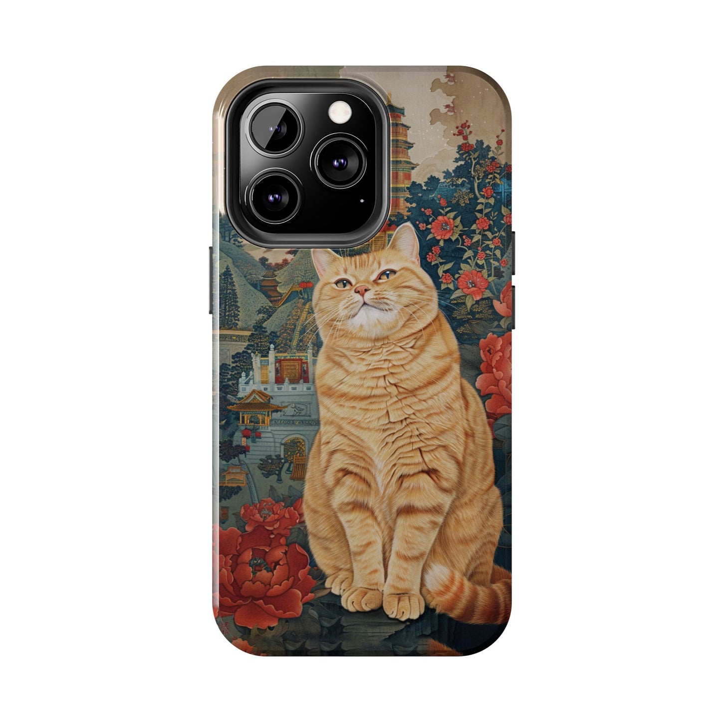 Oriental Garden Cat iPhone Case | Ancient Chinese Art Phone Cover | Clear Soft TPU Case