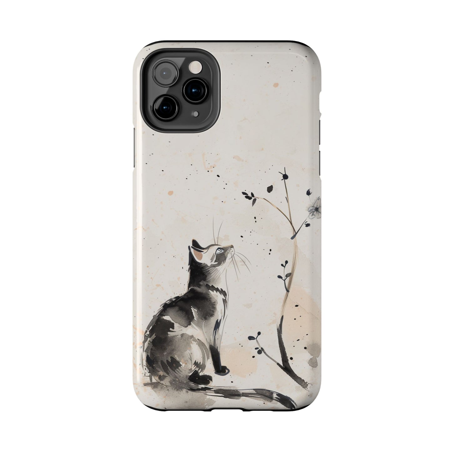 Ink-Wash Cat iPhone Case | Minimalist Oriental Art Phone Cover | Zen Aesthetic Gift