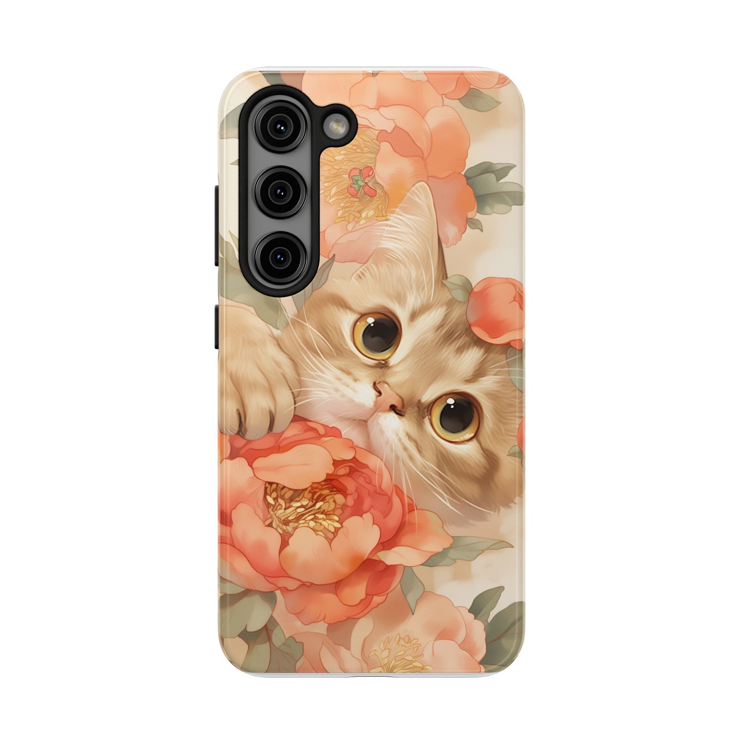 "Peony Guardian" - Floral Cat Phone Case | Tang Dynasty Elegance Meets Daily Protection