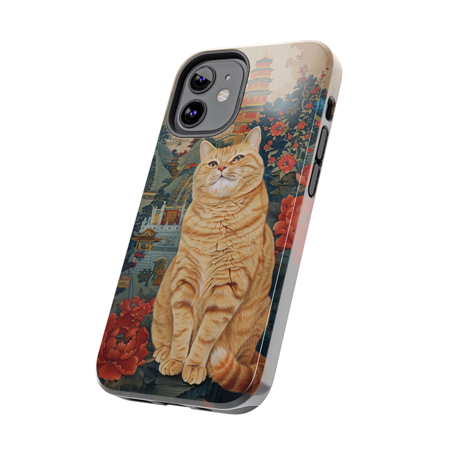 Oriental Garden Cat iPhone Case | Ancient Chinese Art Phone Cover | Clear Soft TPU Case