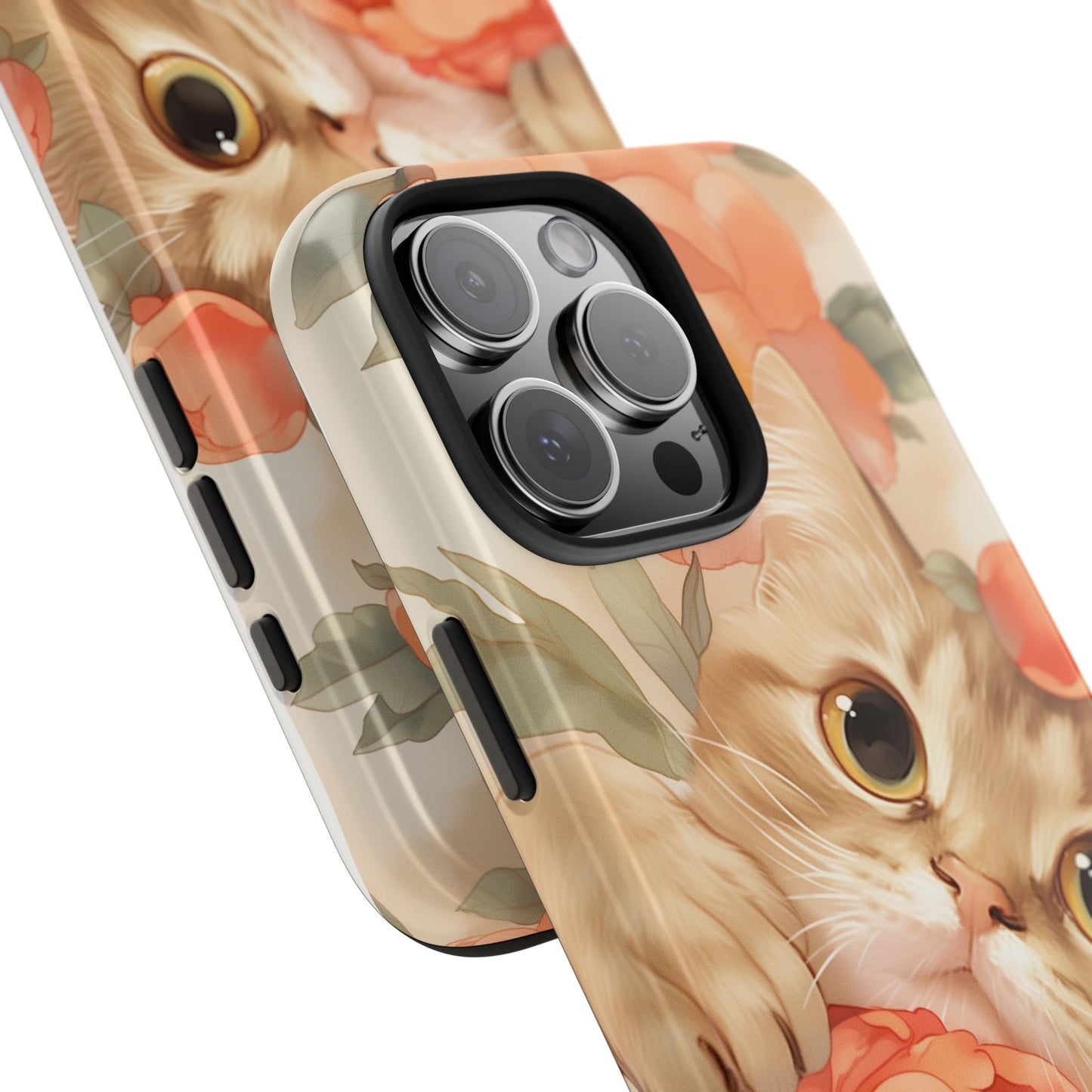 "Peony Guardian" - Floral Cat Phone Case | Tang Dynasty Elegance Meets Daily Protection