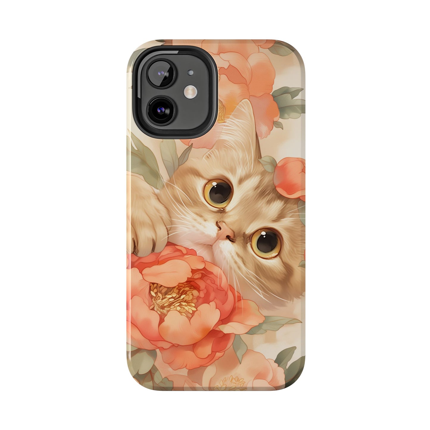 "Peony Guardian" - Floral Cat Phone Case | Tang Dynasty Elegance Meets Daily Protection