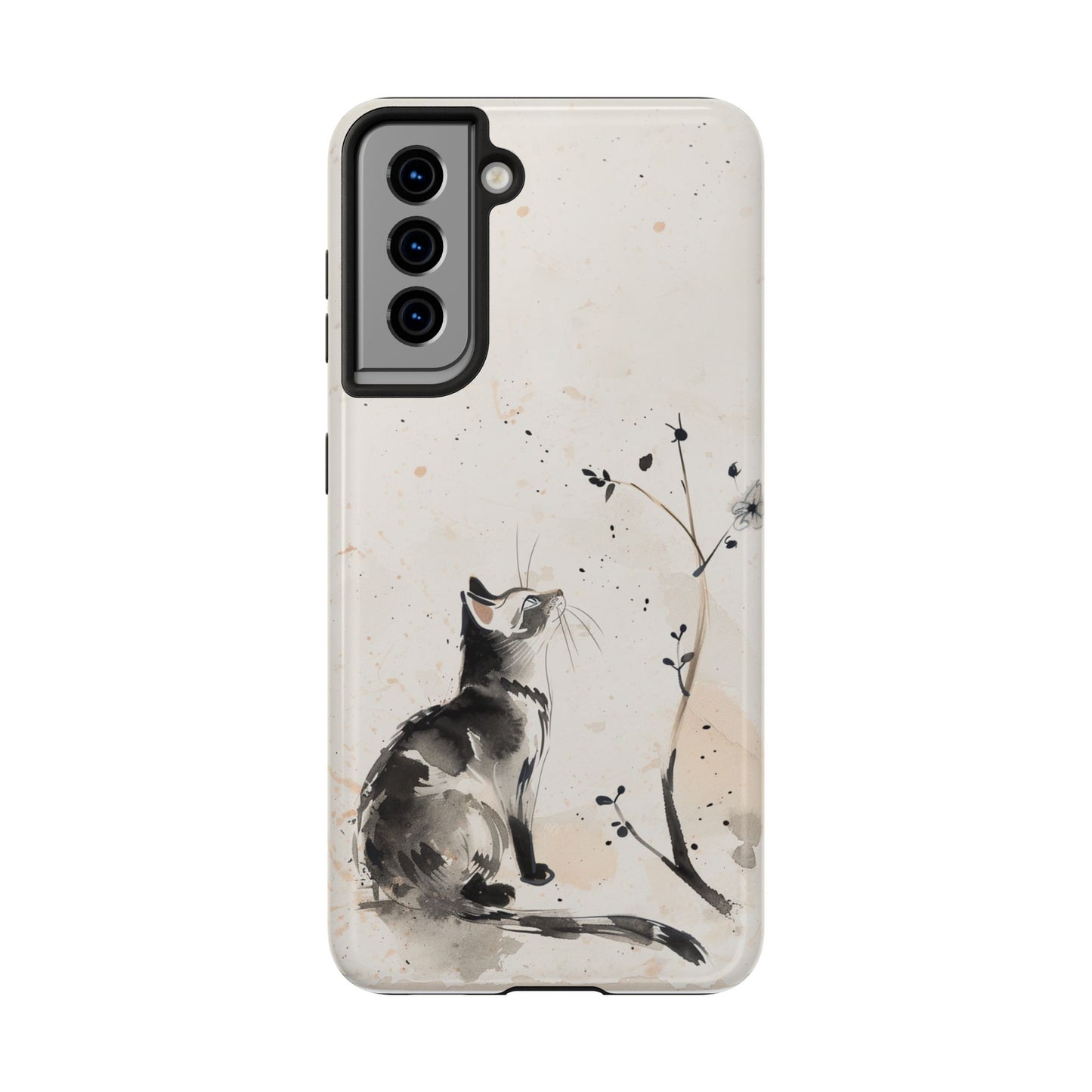 Ink-Wash Cat iPhone Case | Minimalist Oriental Art Phone Cover | Zen Aesthetic Gift