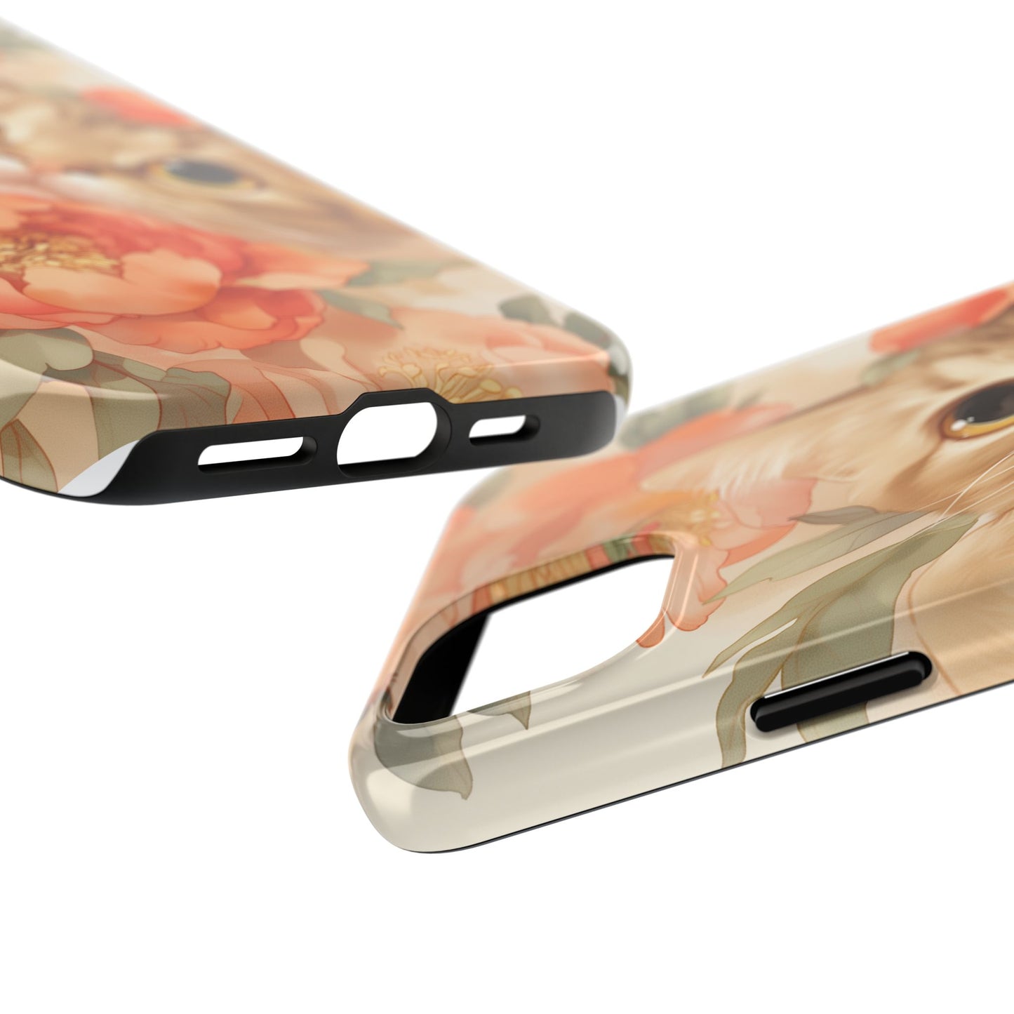 "Peony Guardian" - Floral Cat Phone Case | Tang Dynasty Elegance Meets Daily Protection