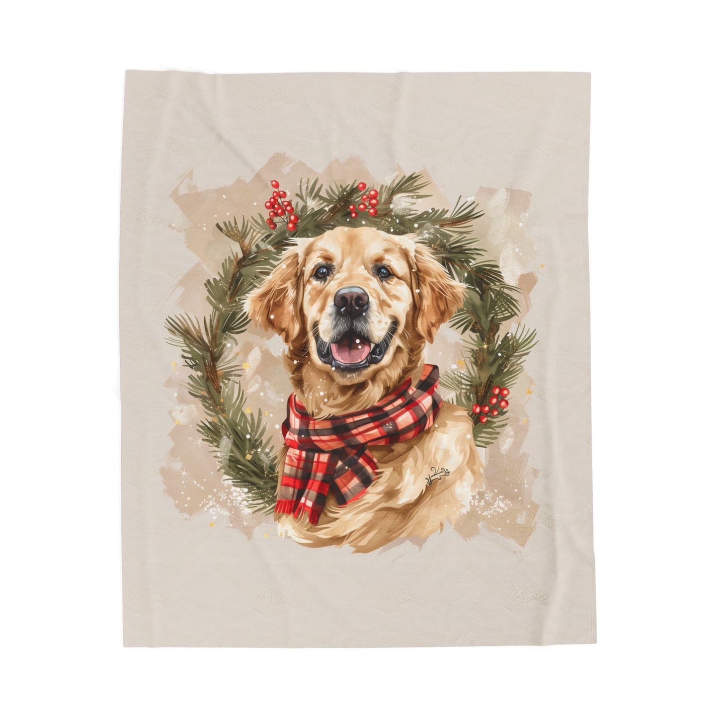 Golden Cheer — Festive Dog Plush Blanket