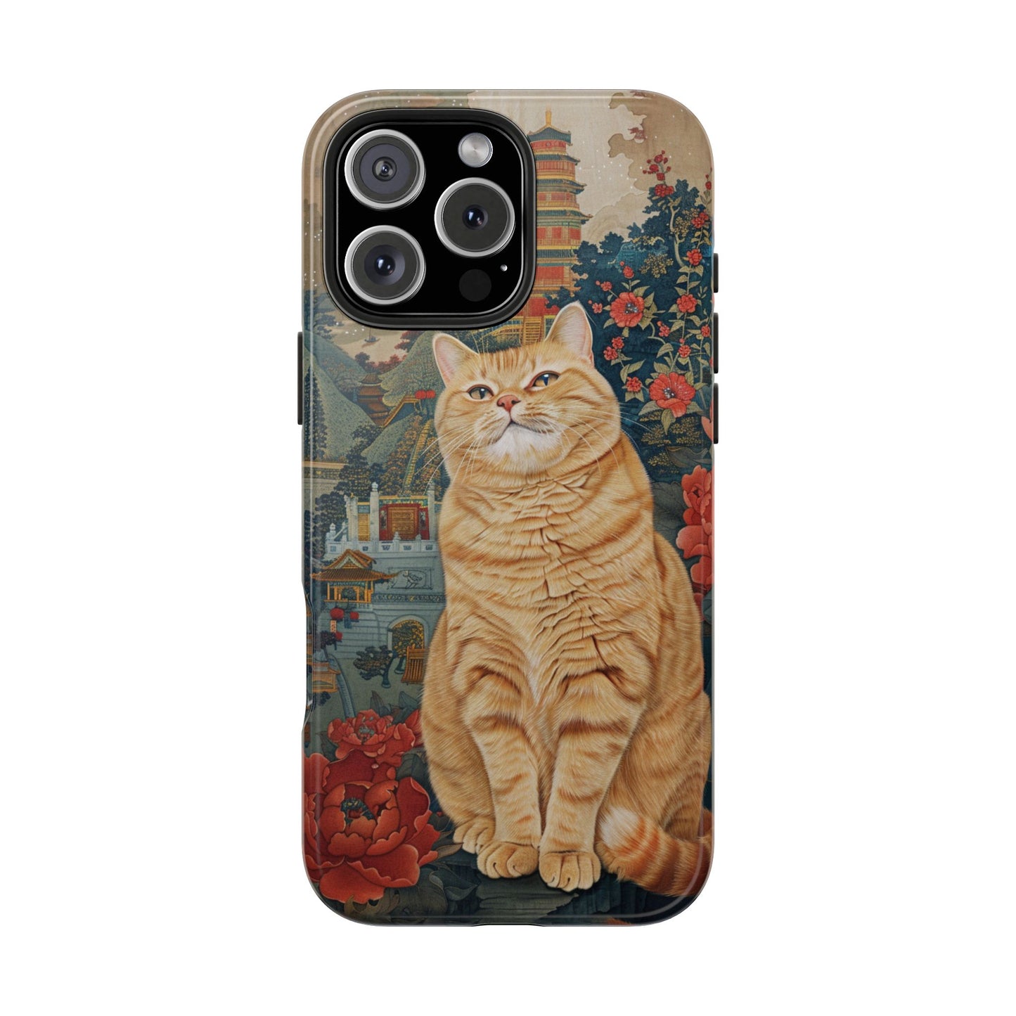 Oriental Garden Cat iPhone Case | Ancient Chinese Art Phone Cover | Clear Soft TPU Case