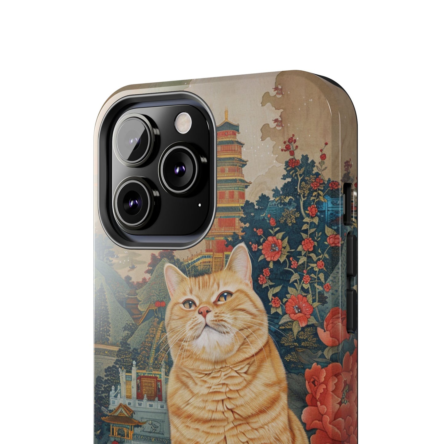 Oriental Garden Cat iPhone Case | Ancient Chinese Art Phone Cover | Clear Soft TPU Case