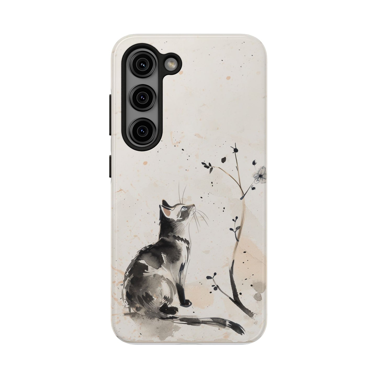 Ink-Wash Cat iPhone Case | Minimalist Oriental Art Phone Cover | Zen Aesthetic Gift