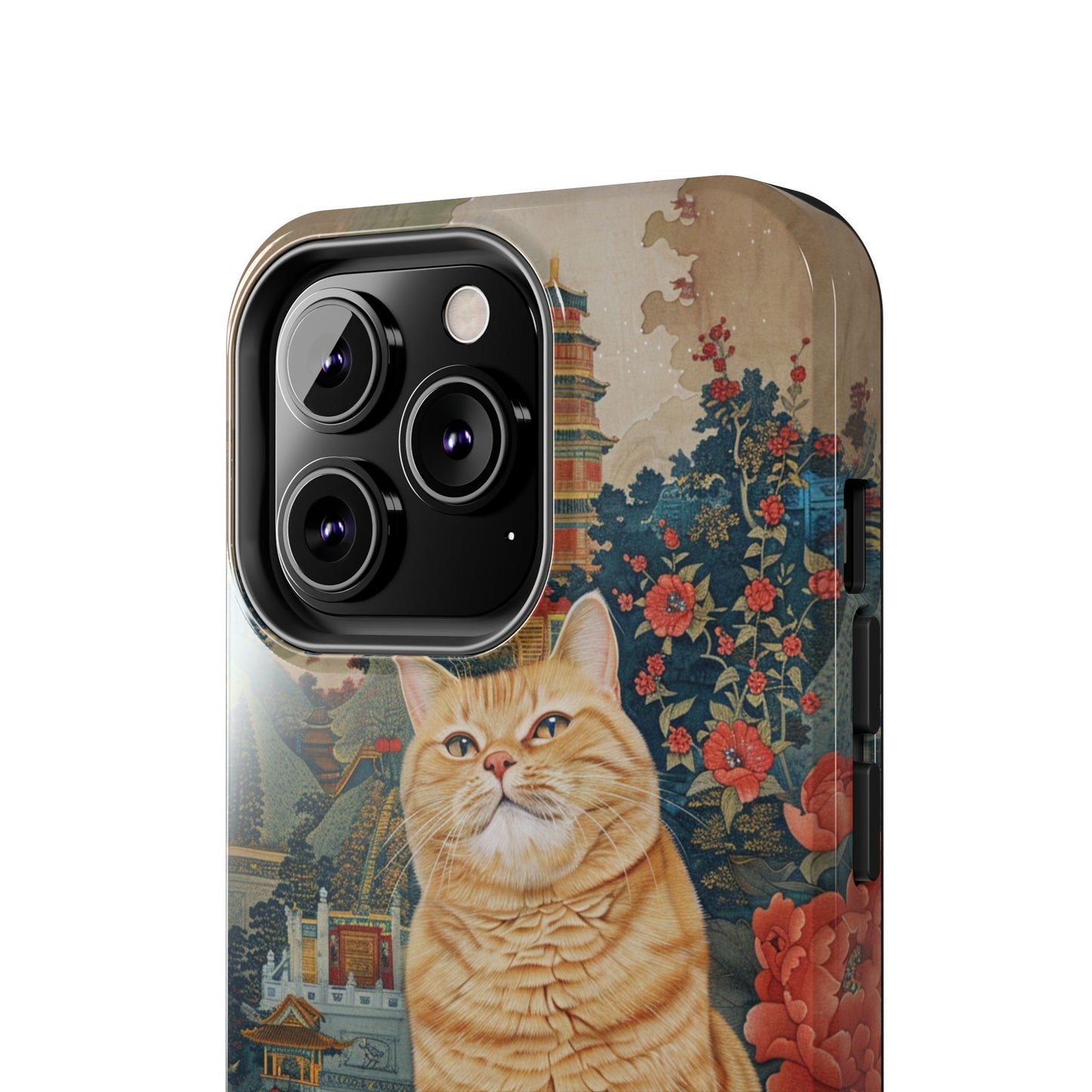 Oriental Garden Cat iPhone Case | Ancient Chinese Art Phone Cover | Clear Soft TPU Case