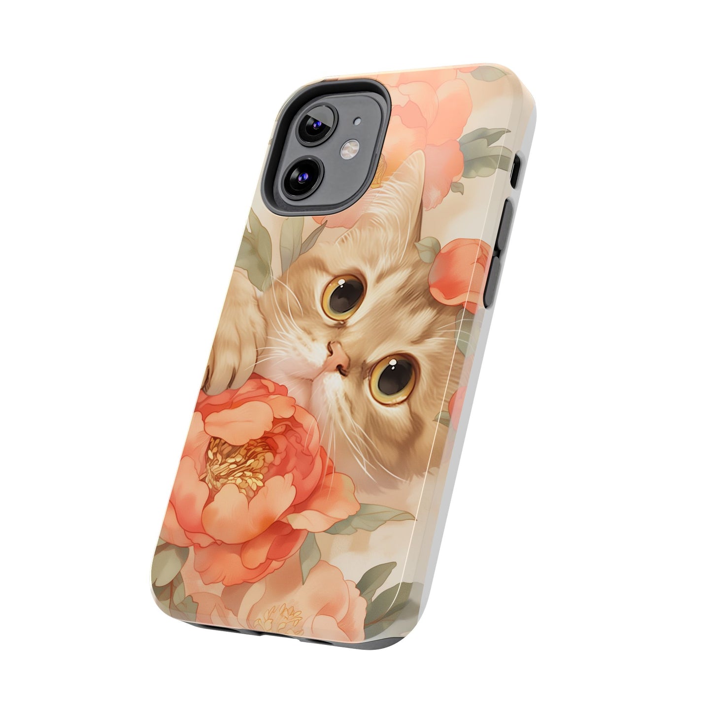 "Peony Guardian" - Floral Cat Phone Case | Tang Dynasty Elegance Meets Daily Protection