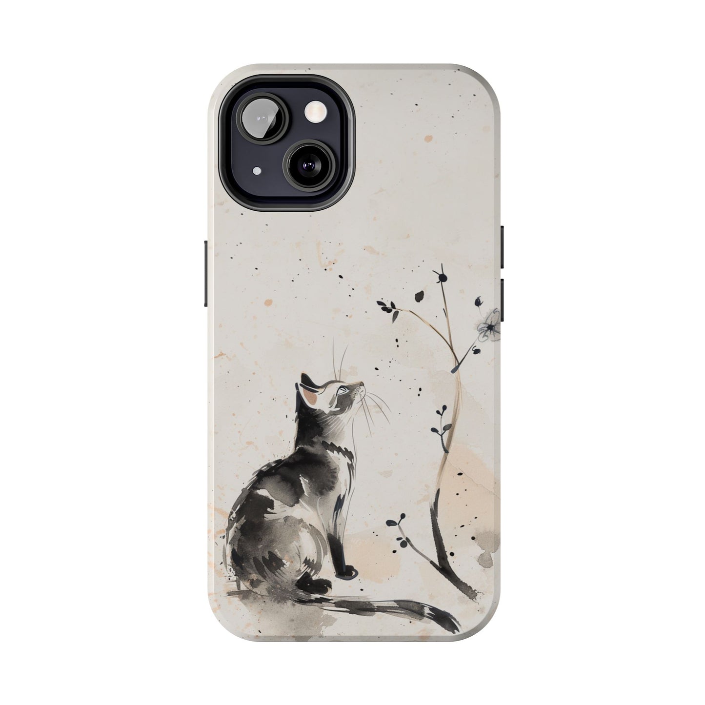 Ink-Wash Cat iPhone Case | Minimalist Oriental Art Phone Cover | Zen Aesthetic Gift