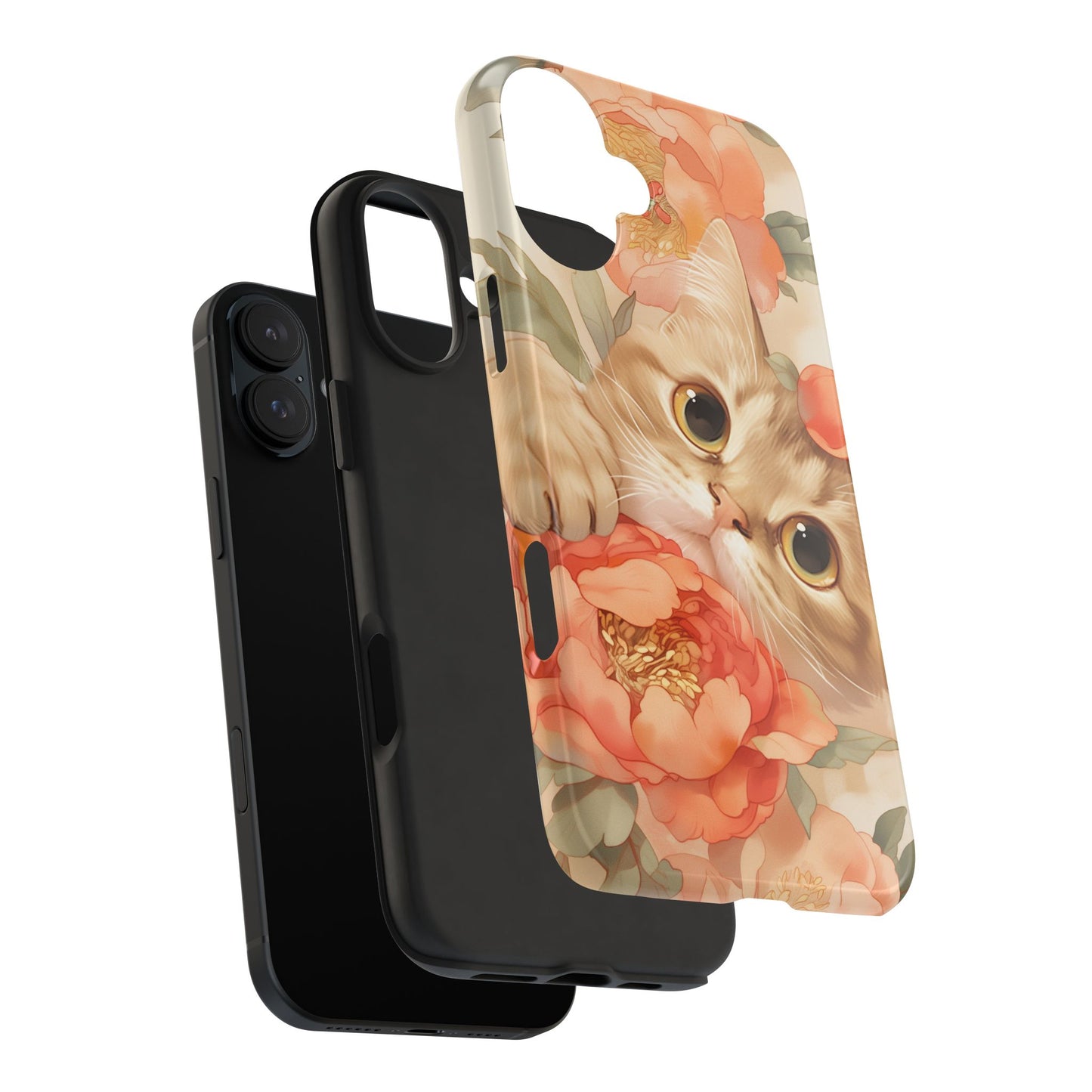 "Peony Guardian" - Floral Cat Phone Case | Tang Dynasty Elegance Meets Daily Protection