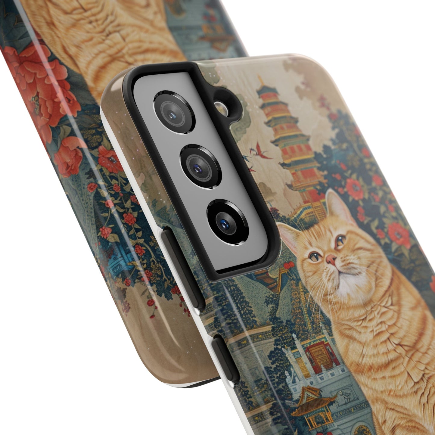 Oriental Garden Cat iPhone Case | Ancient Chinese Art Phone Cover | Clear Soft TPU Case