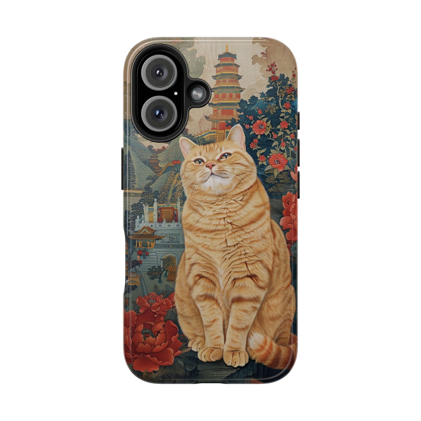 Oriental Garden Cat iPhone Case | Ancient Chinese Art Phone Cover | Clear Soft TPU Case