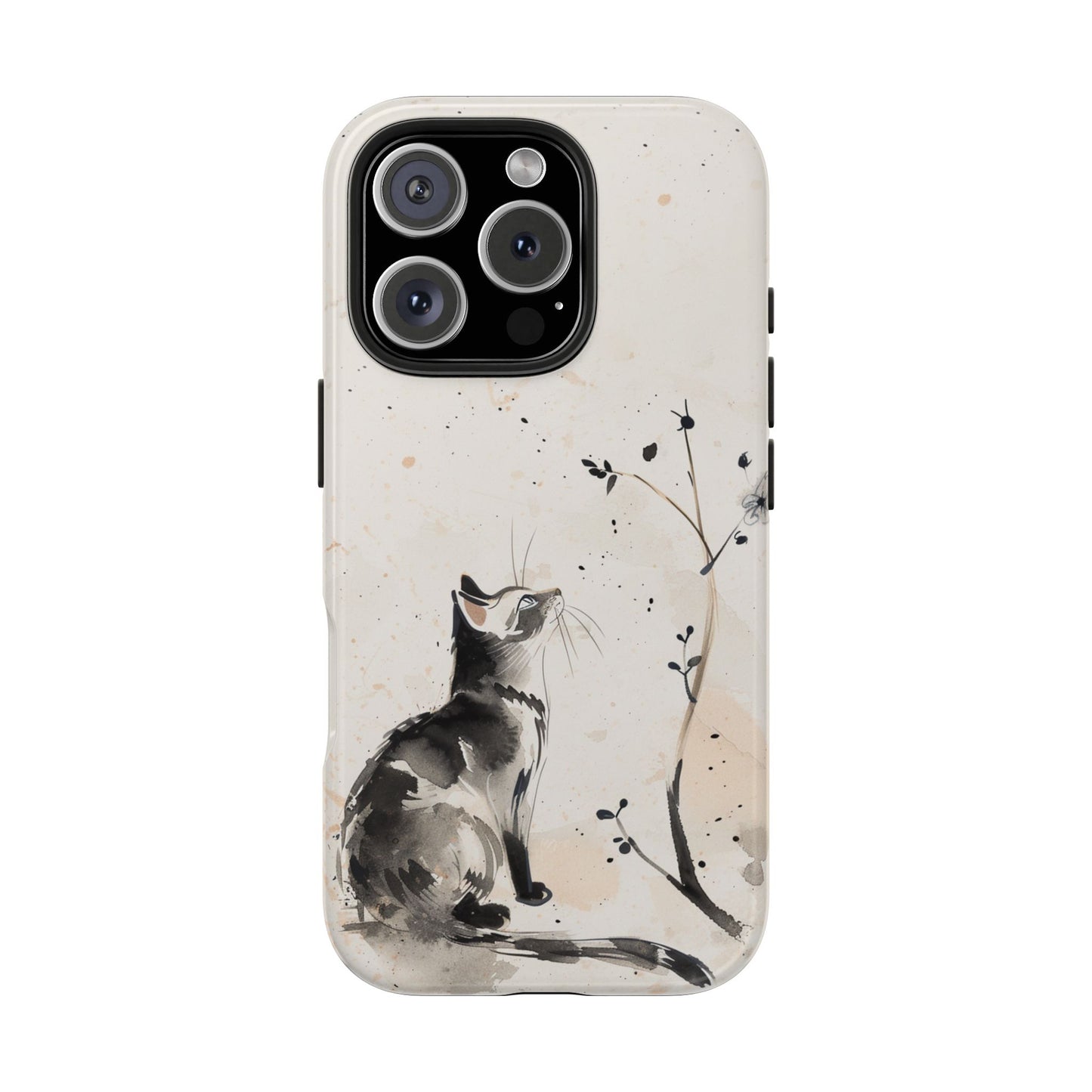Ink-Wash Cat iPhone Case | Minimalist Oriental Art Phone Cover | Zen Aesthetic Gift