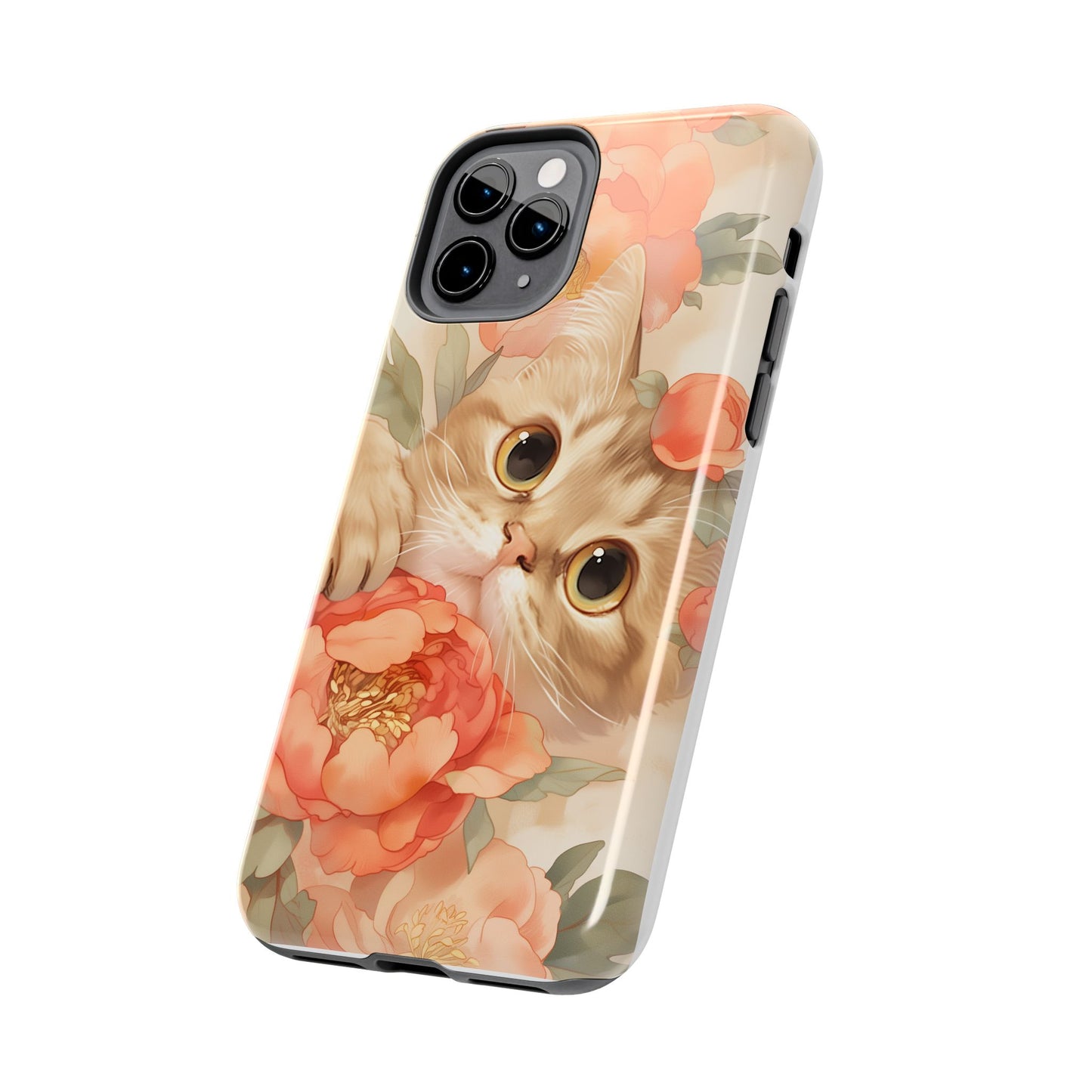 "Peony Guardian" - Floral Cat Phone Case | Tang Dynasty Elegance Meets Daily Protection