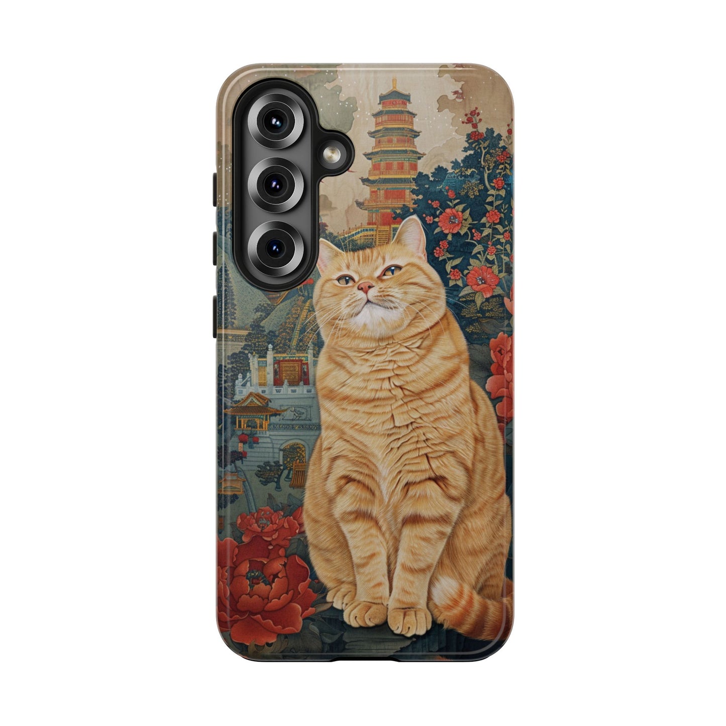 Oriental Garden Cat iPhone Case | Ancient Chinese Art Phone Cover | Clear Soft TPU Case
